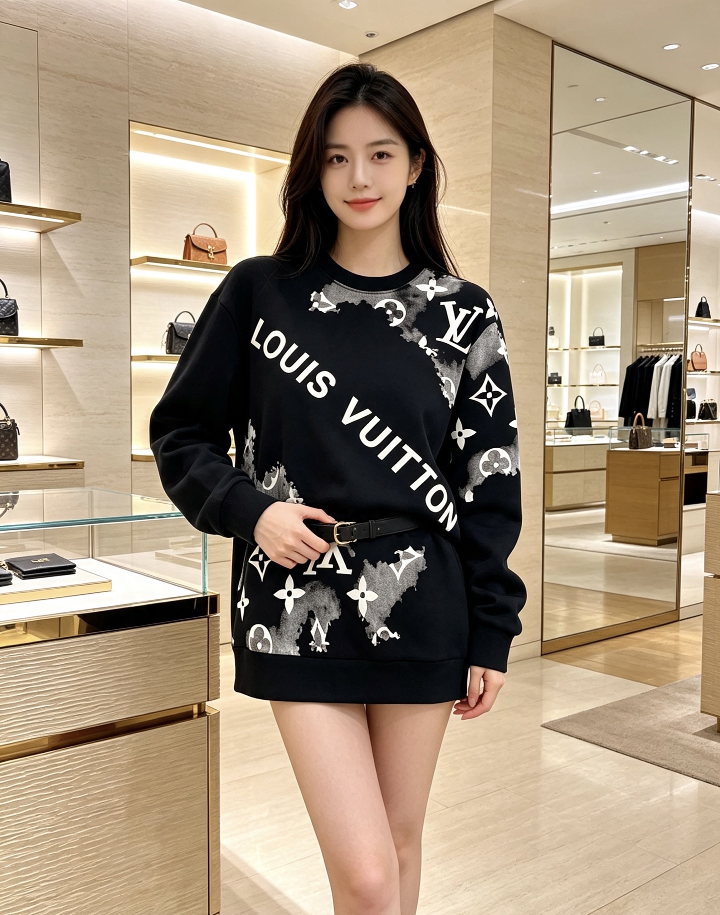 Louis Vuitton 路易威登 lv2026秋冬新款水墨晕染满印老花圆领卫衣 原版五金辅料完整复刻，高品质空气层面