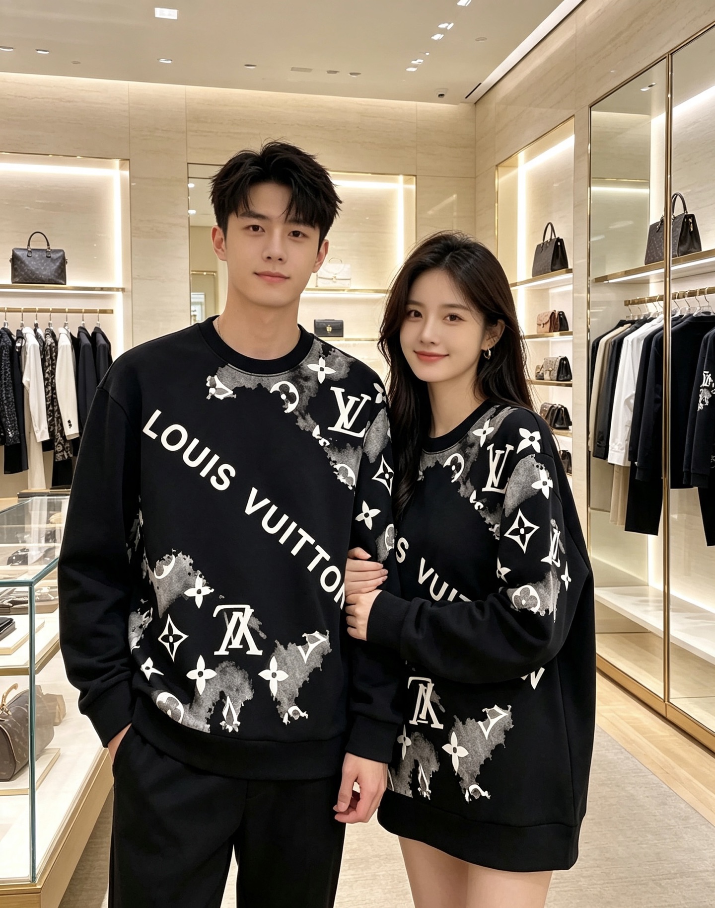 Louis Vuitton 路易威登 lv2026秋冬新款水墨晕染满印老花圆领卫衣 原版五金辅料完整复刻，高品质空气层面