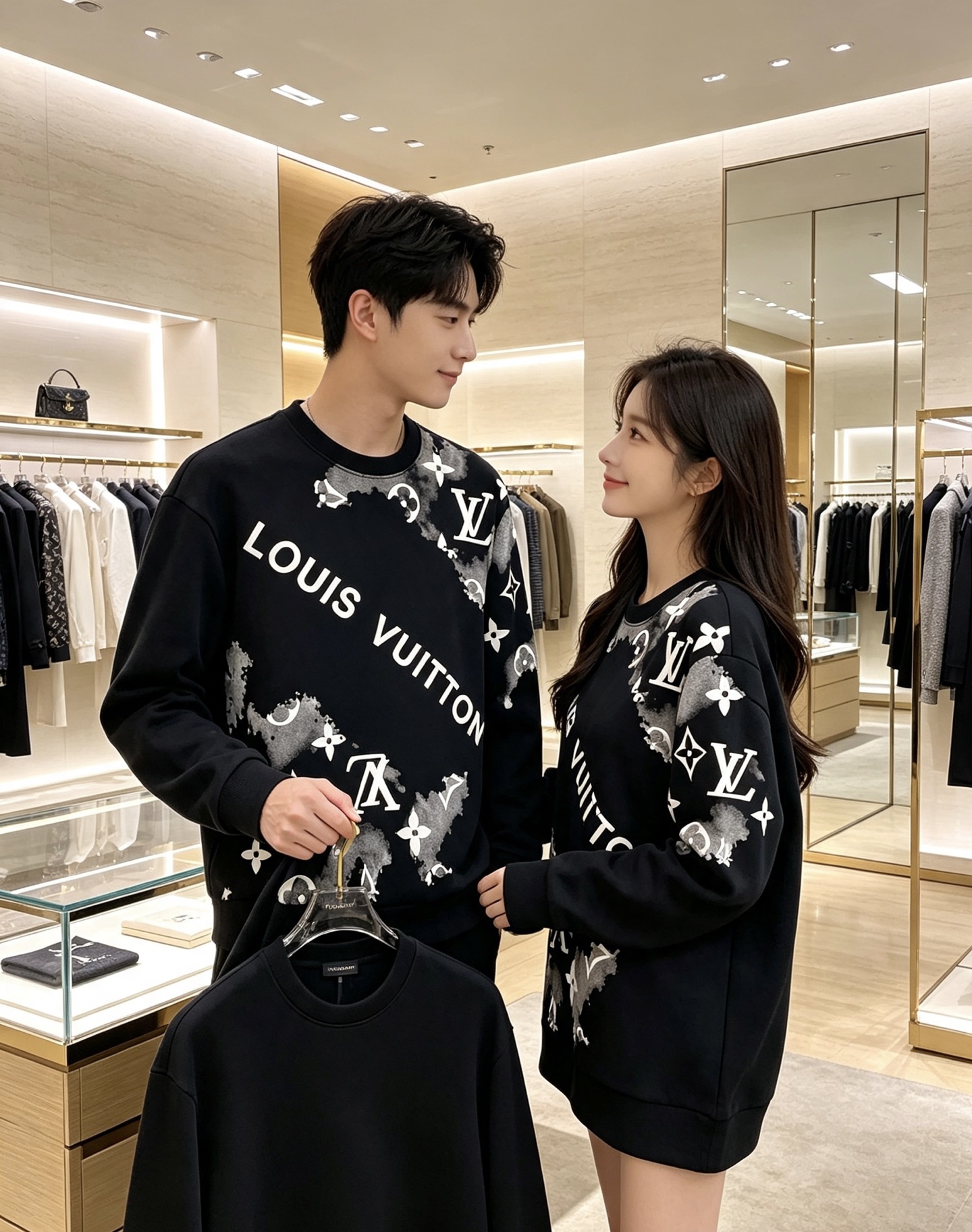 Louis Vuitton 路易威登 lv2026秋冬新款水墨晕染满印老花圆领卫衣 原版五金辅料完整复刻，高品质空气层面
