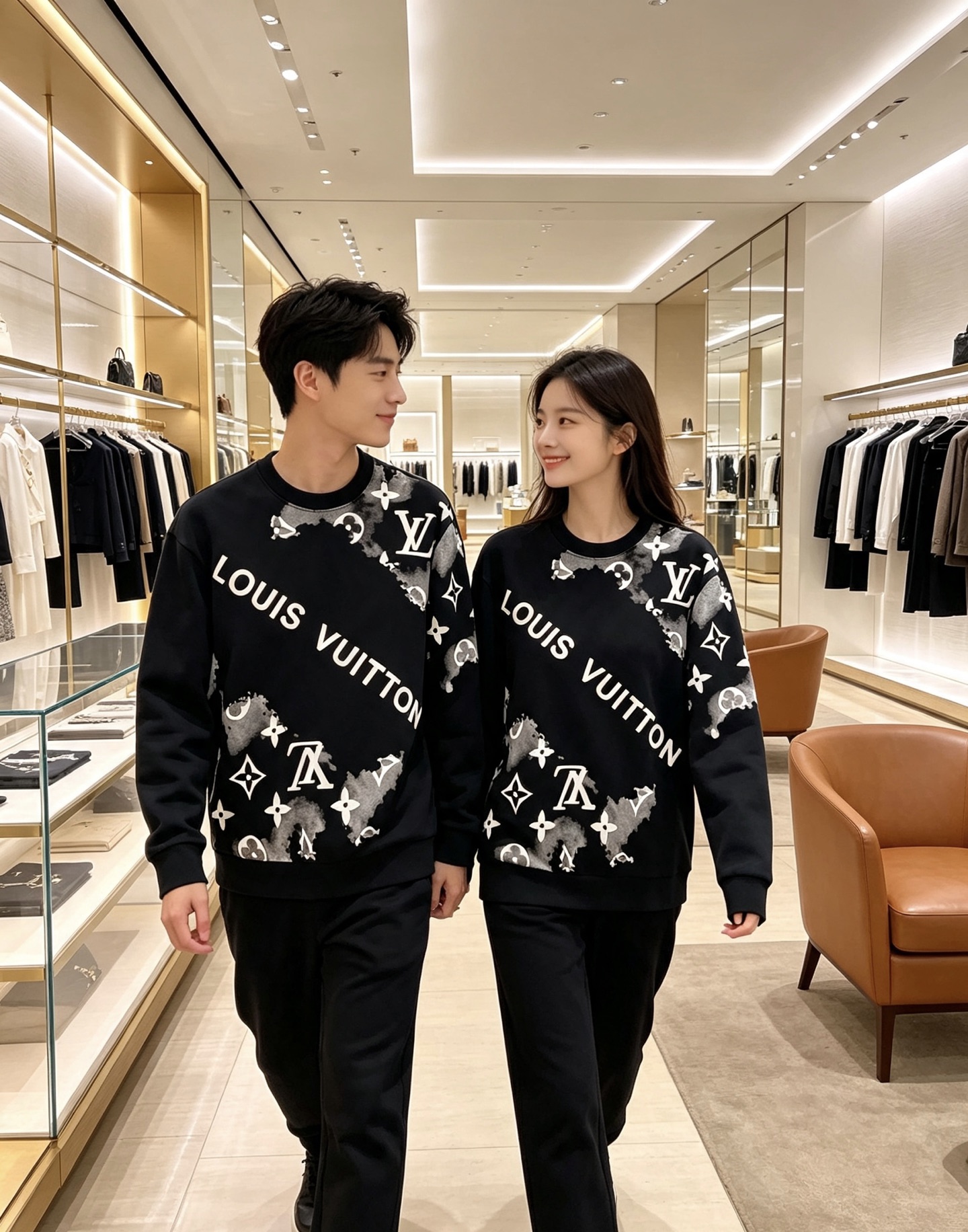 Louis Vuitton 路易威登 lv2026秋冬新款水墨晕染满印老花圆领卫衣 原版五金辅料完整复刻，高品质空气层面