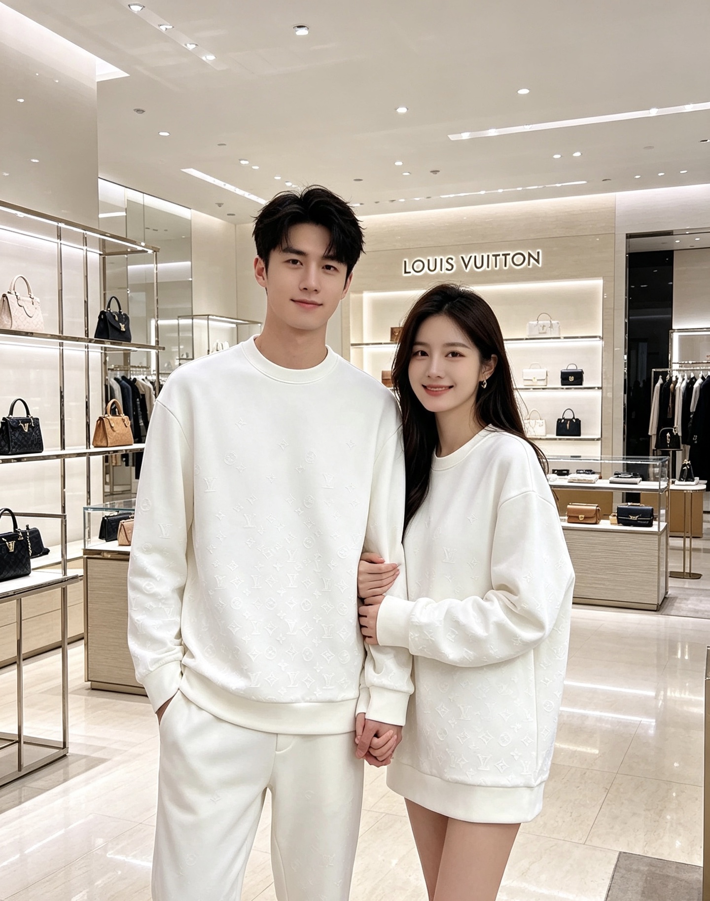 LOUIS VUITTON 路易威登 lv2026秋冬新款圆领卫衣 甄选高密空气层面料，挺括有型 通体暗纹浮雕老花满印设