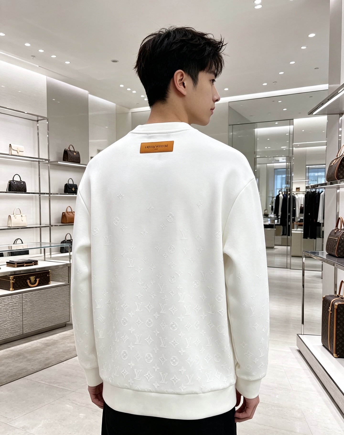LOUIS VUITTON 路易威登 lv2026秋冬新款圆领卫衣 甄选高密空气层面料，挺括有型 通体暗纹浮雕老花满印设
