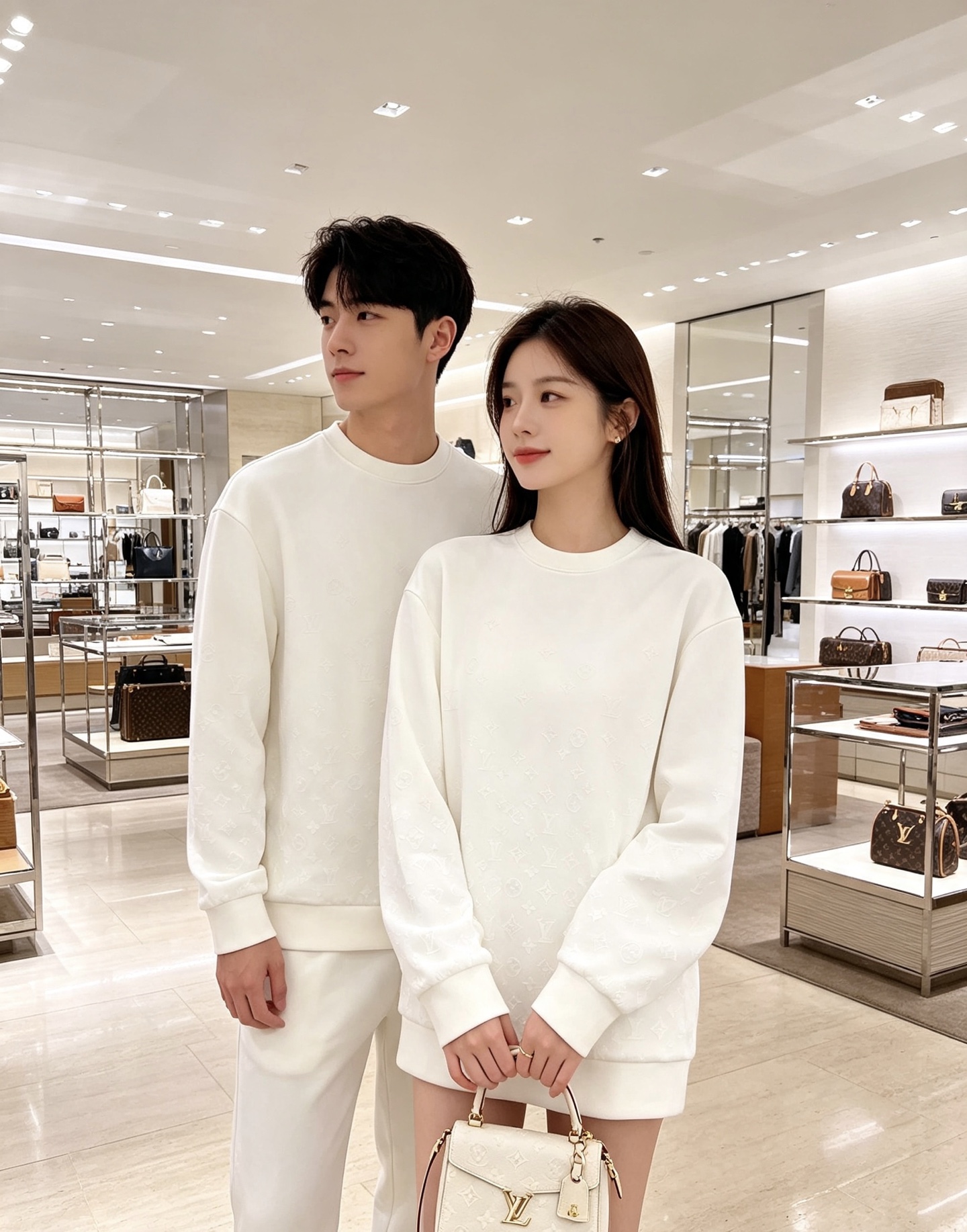 LOUIS VUITTON 路易威登 lv2026秋冬新款圆领卫衣 甄选高密空气层面料，挺括有型 通体暗纹浮雕老花满印设