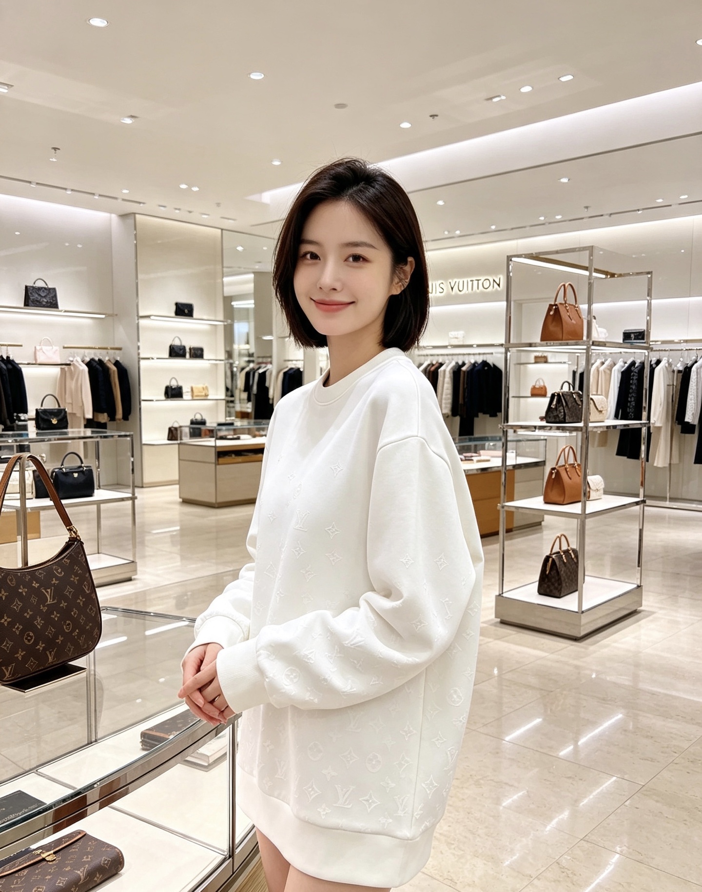 LOUIS VUITTON 路易威登 lv2026秋冬新款圆领卫衣 甄选高密空气层面料，挺括有型 通体暗纹浮雕老花满印设