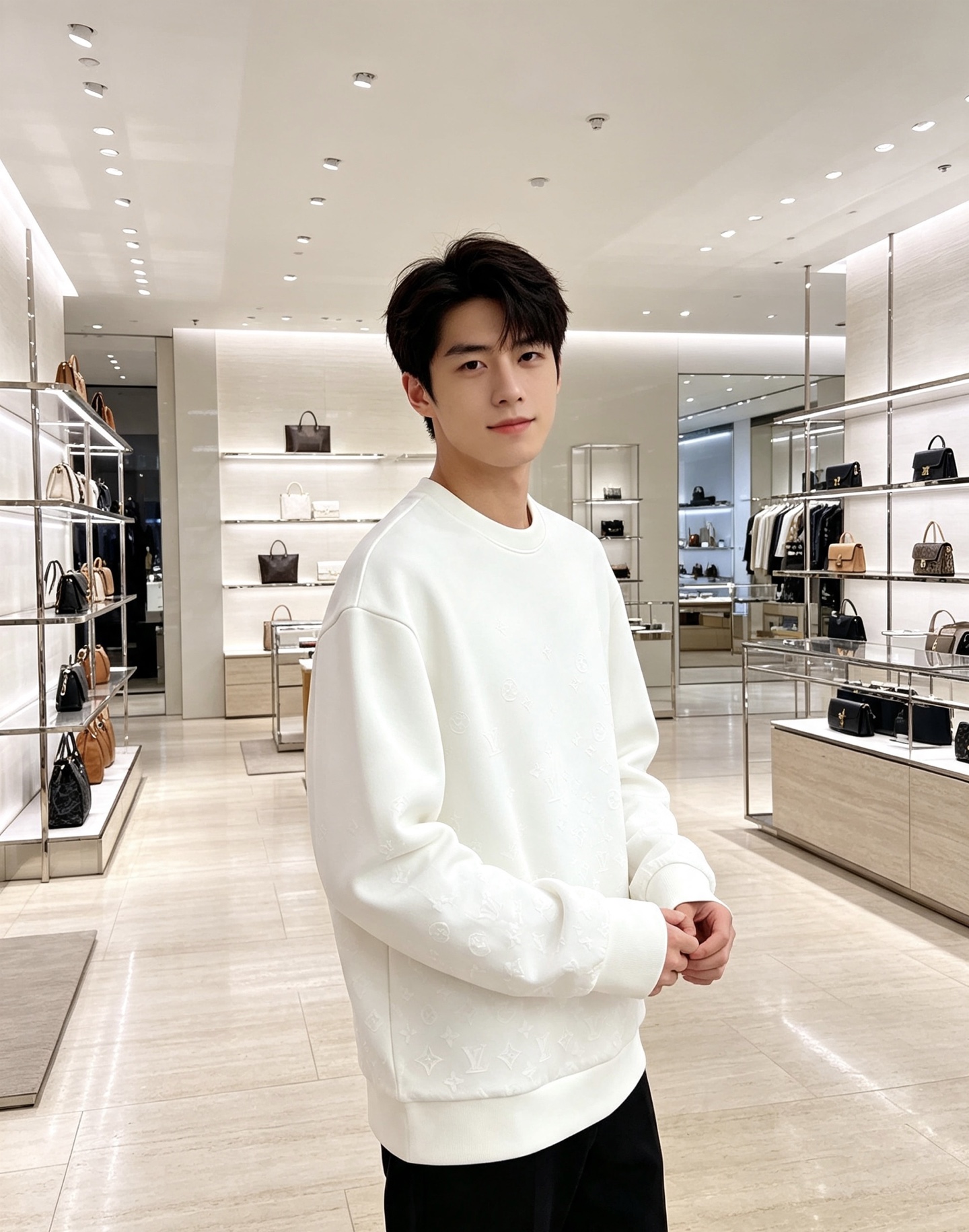 LOUIS VUITTON 路易威登 lv2026秋冬新款圆领卫衣 甄选高密空气层面料，挺括有型 通体暗纹浮雕老花满印设