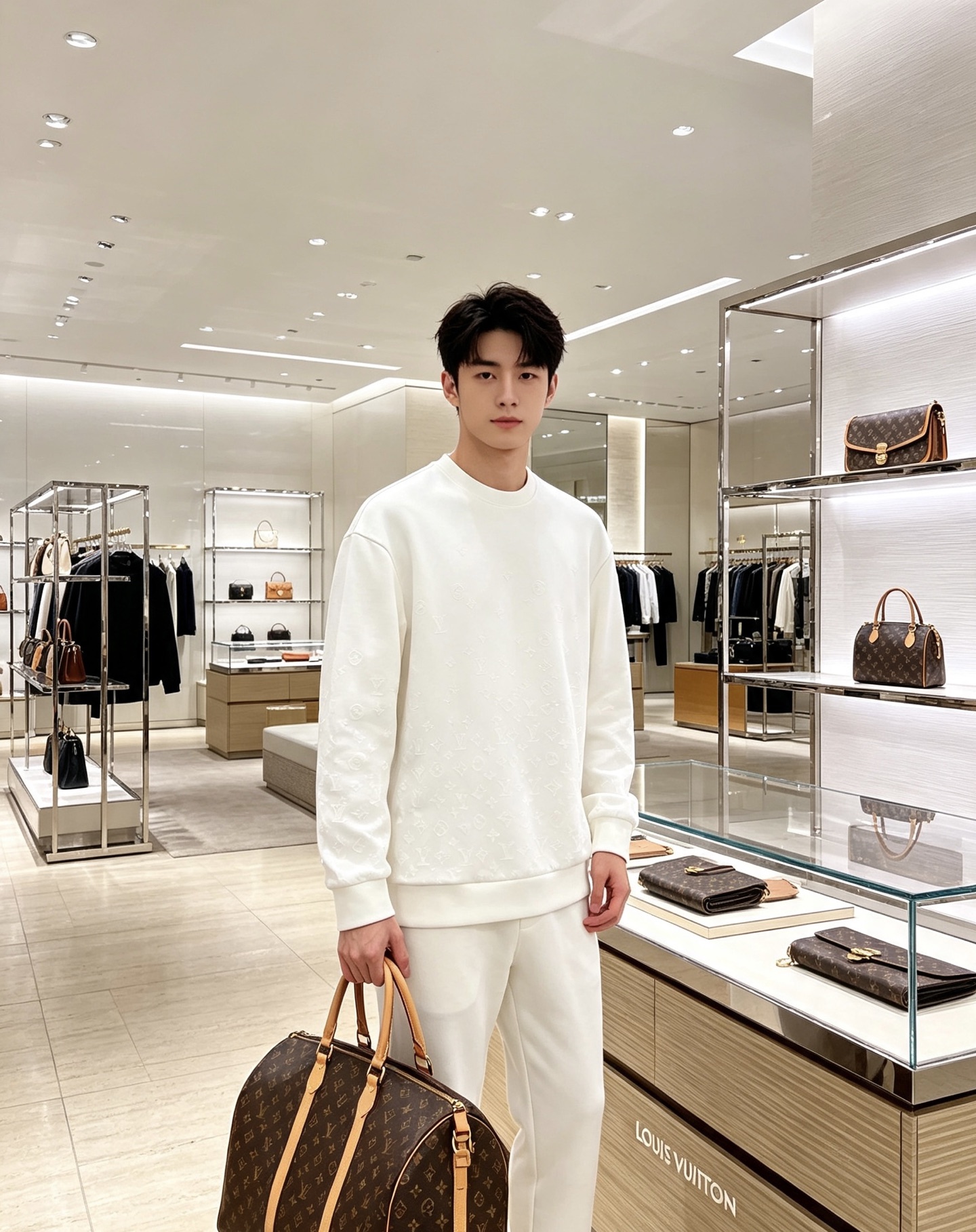 LOUIS VUITTON 路易威登 lv2026秋冬新款圆领卫衣 甄选高密空气层面料，挺括有型 通体暗纹浮雕老花满印设