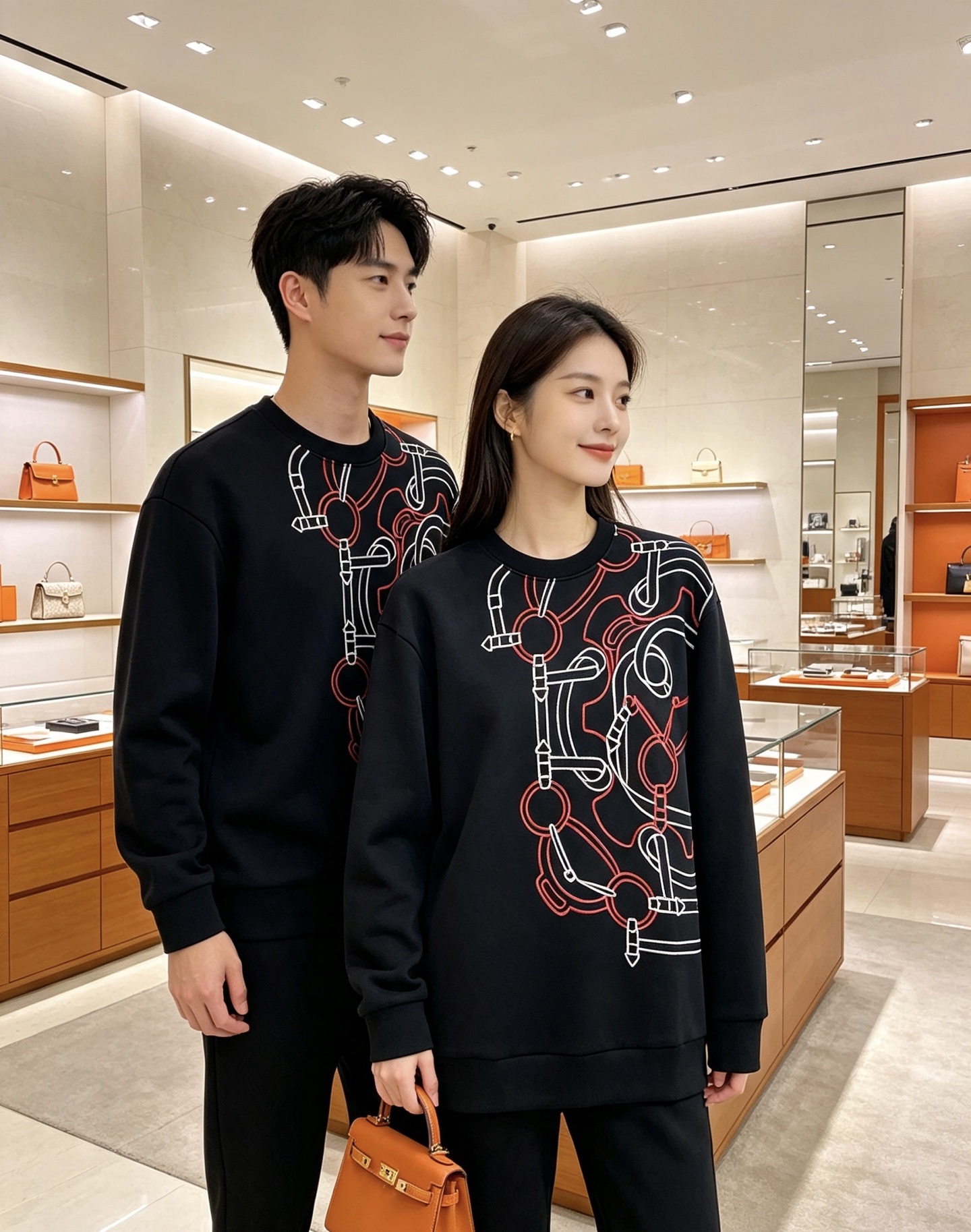 HERMÈS 爱马仕｜2026秋冬新款圆领卫衣 甄选高密空气层面料，柔软亲肤，不易起皱变形 重工锁链马具线条，色彩层次丰