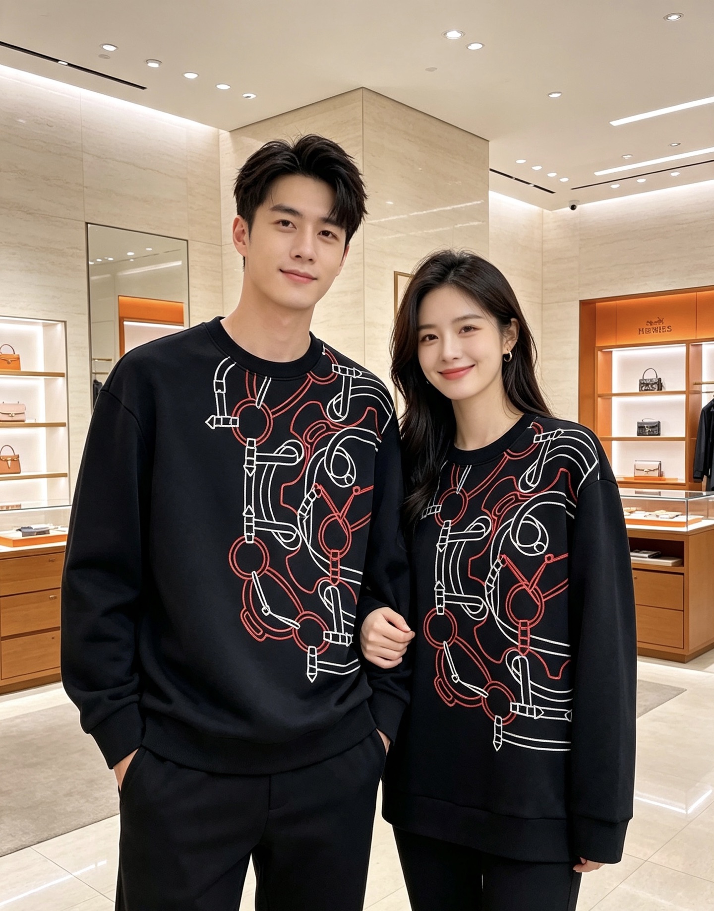HERMÈS 爱马仕｜2026秋冬新款圆领卫衣 甄选高密空气层面料，柔软亲肤，不易起皱变形 重工锁链马具线条，色彩层次丰