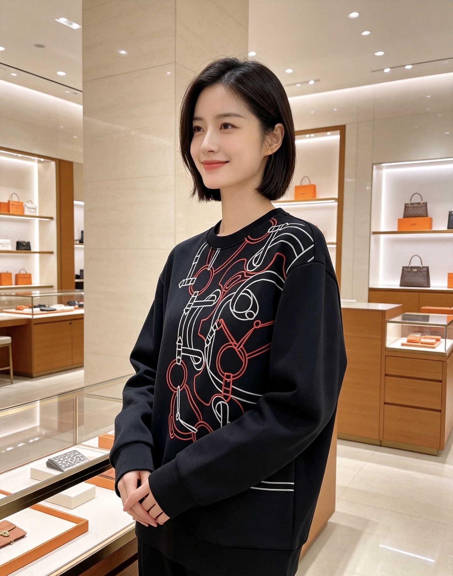 HERMÈS 爱马仕｜2026秋冬新款圆领卫衣 甄选高密空气层面料，柔软亲肤，不易起皱变形 重工锁链马具线条，色彩层次丰