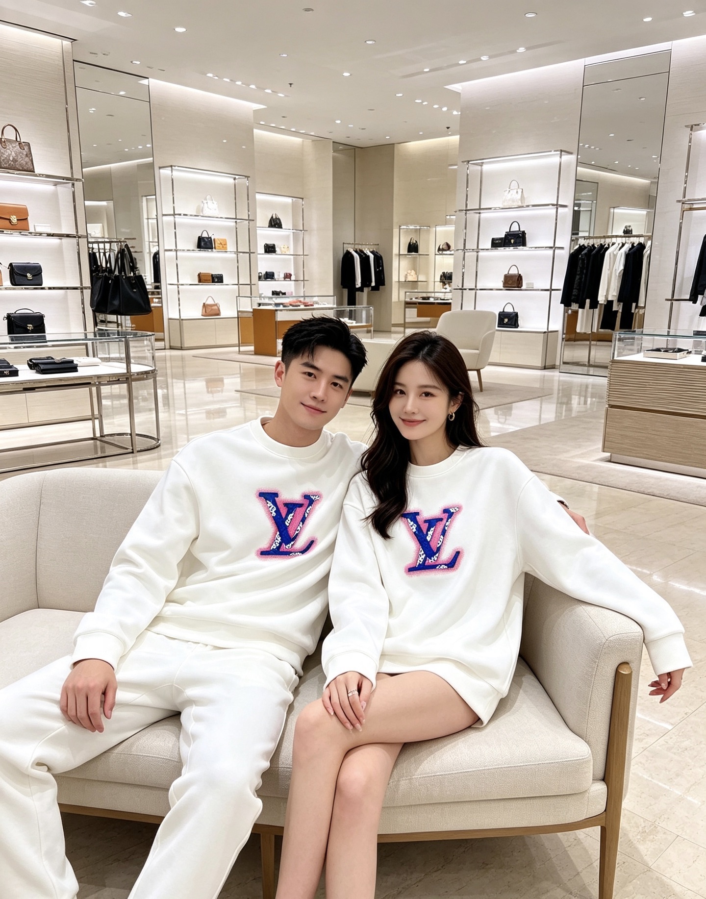 Louis Vuitton 路易威登 2026春夏粉蓝喷绘老花LV标识圆领卫衣 原版辅料完整复刻，高品质空气层面料，柔软