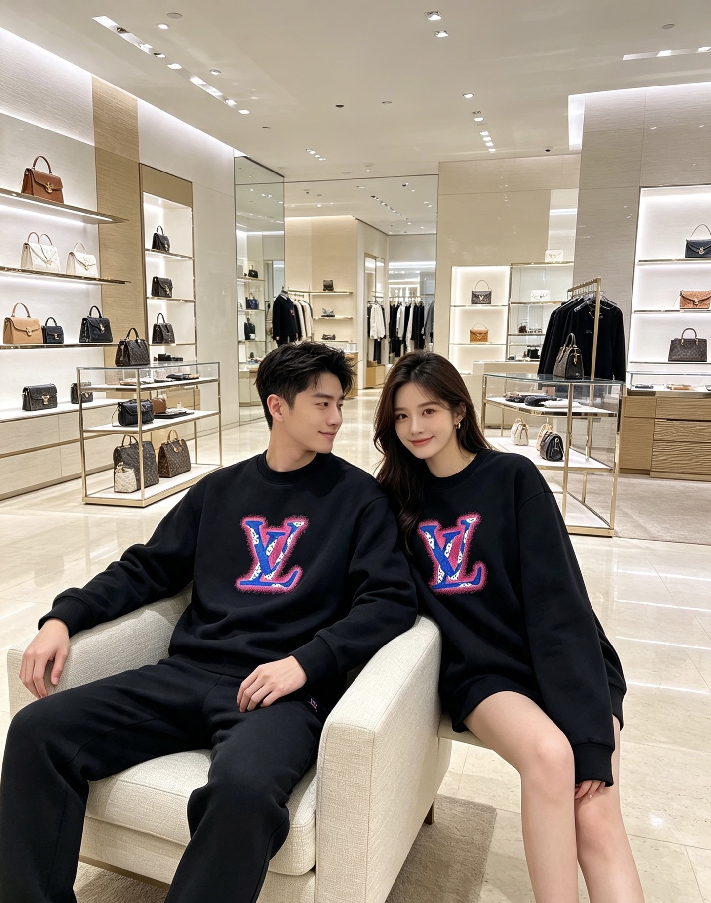 Louis Vuitton 路易威登 2026春夏粉蓝喷绘老花LV标识圆领卫衣 原版辅料完整复刻，高品质空气层面料，柔软
