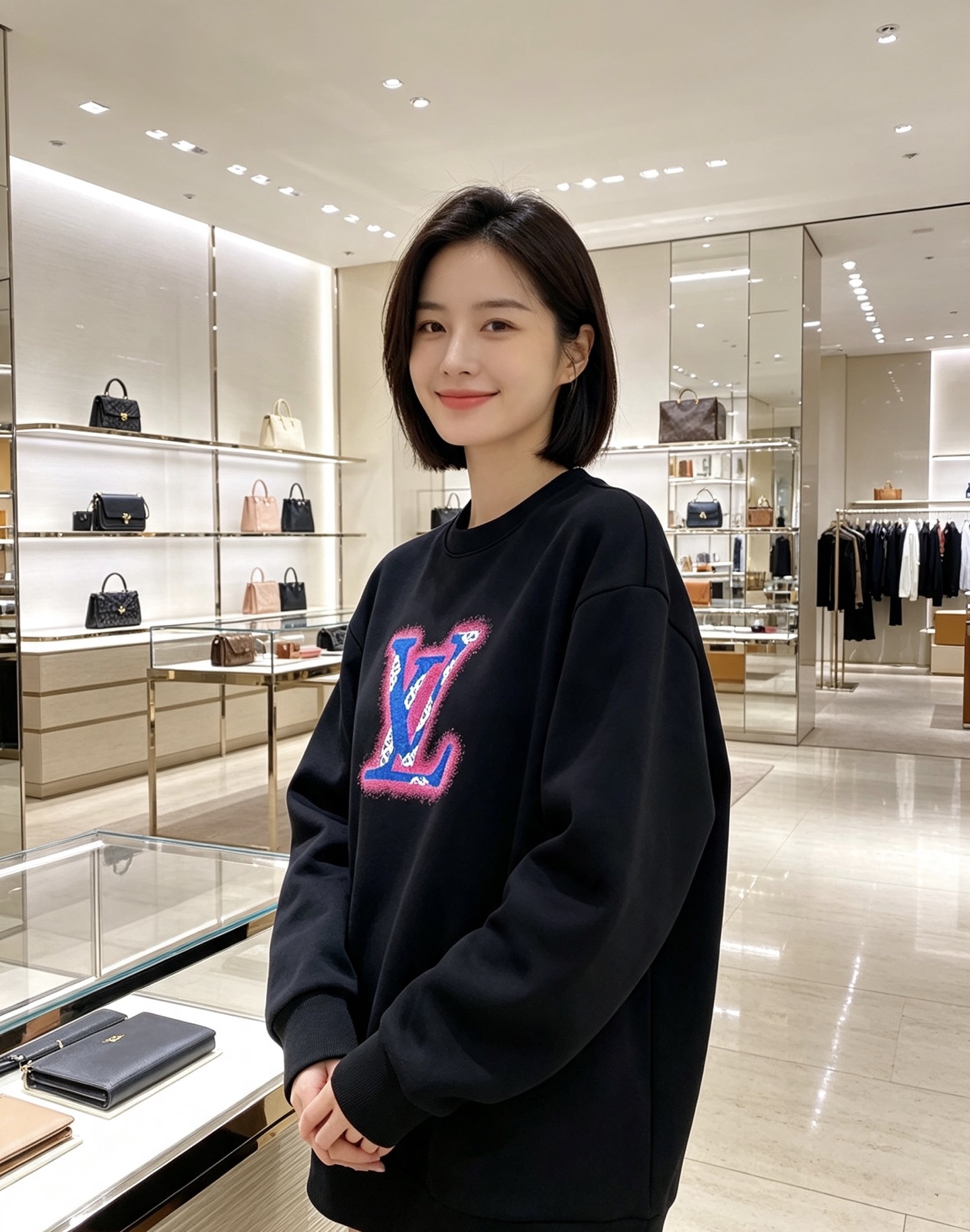 Louis Vuitton 路易威登 2026春夏粉蓝喷绘老花LV标识圆领卫衣 原版辅料完整复刻，高品质空气层面料，柔软