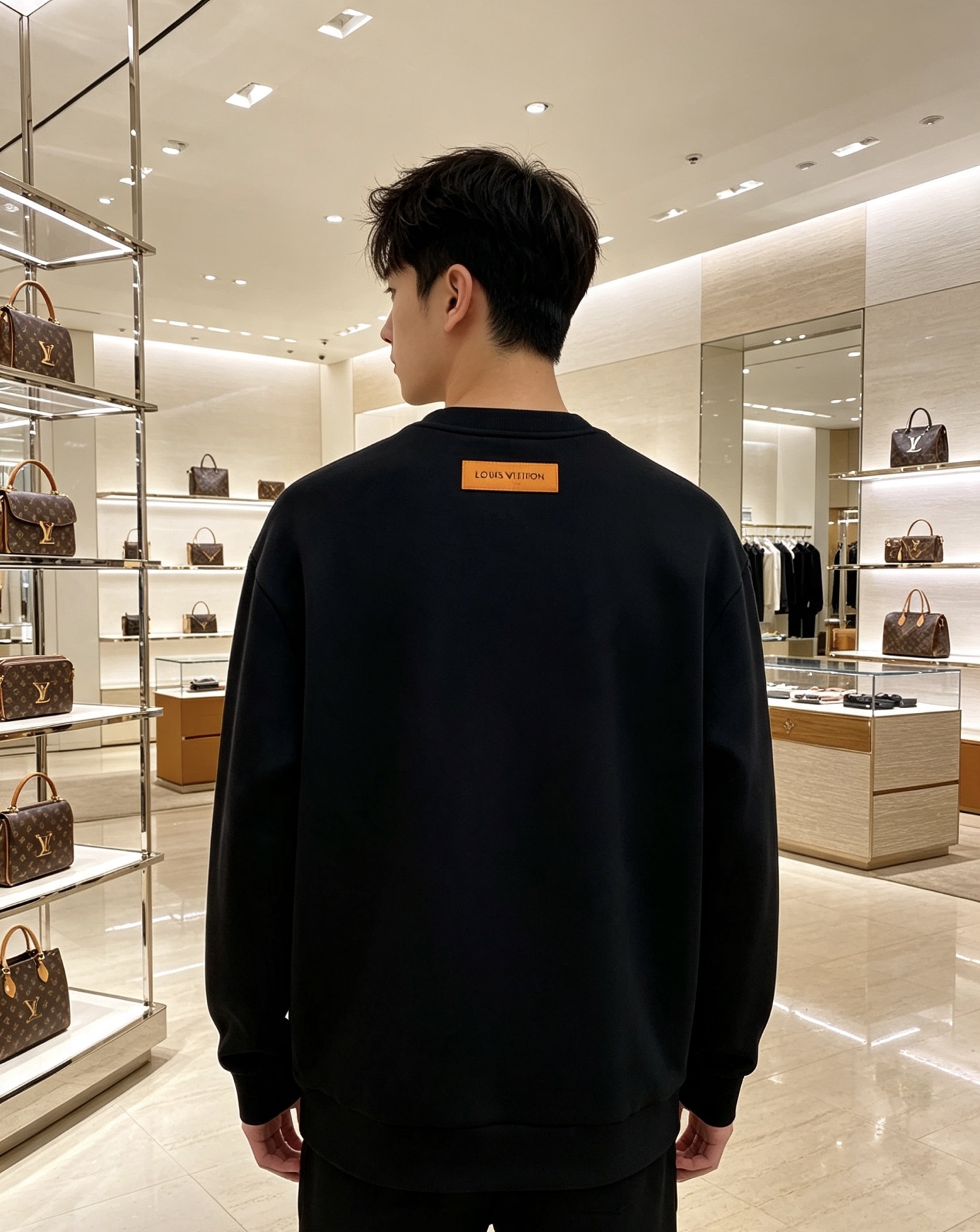 Louis Vuitton 路易威登 2026春夏粉蓝喷绘老花LV标识圆领卫衣 原版辅料完整复刻，高品质空气层面料，柔软