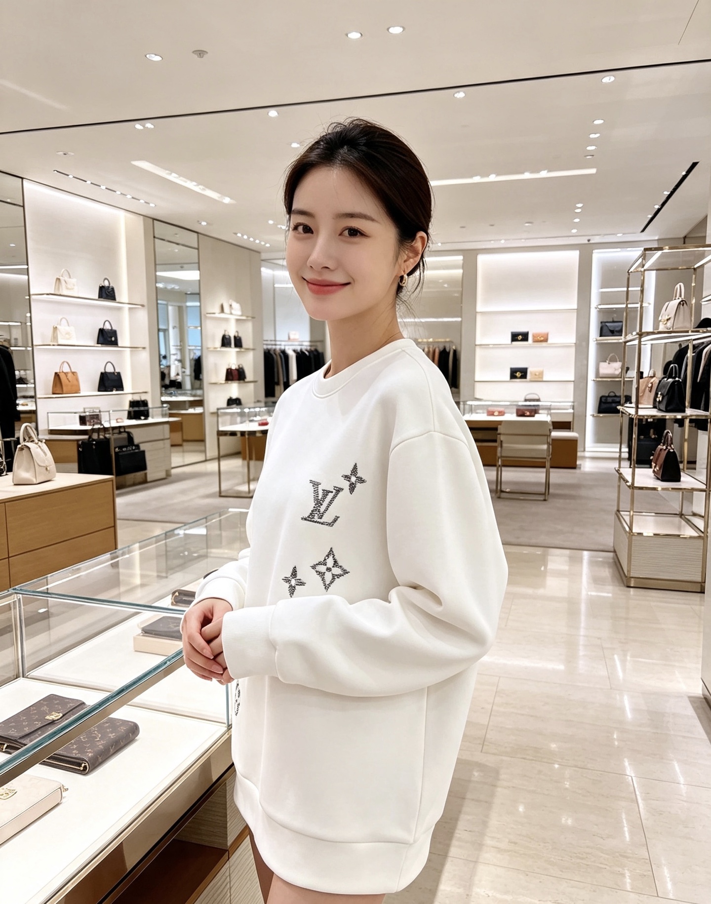 LOUIS VUITTON 路易威登 lv2026秋冬新款圆领卫衣 甄选高密空气层面料，挺括有型 错落渐变LV四叶草刺绣