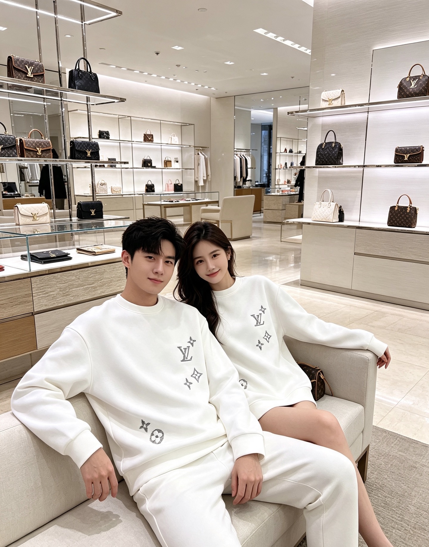 LOUIS VUITTON 路易威登 lv2026秋冬新款圆领卫衣 甄选高密空气层面料，挺括有型 错落渐变LV四叶草刺绣