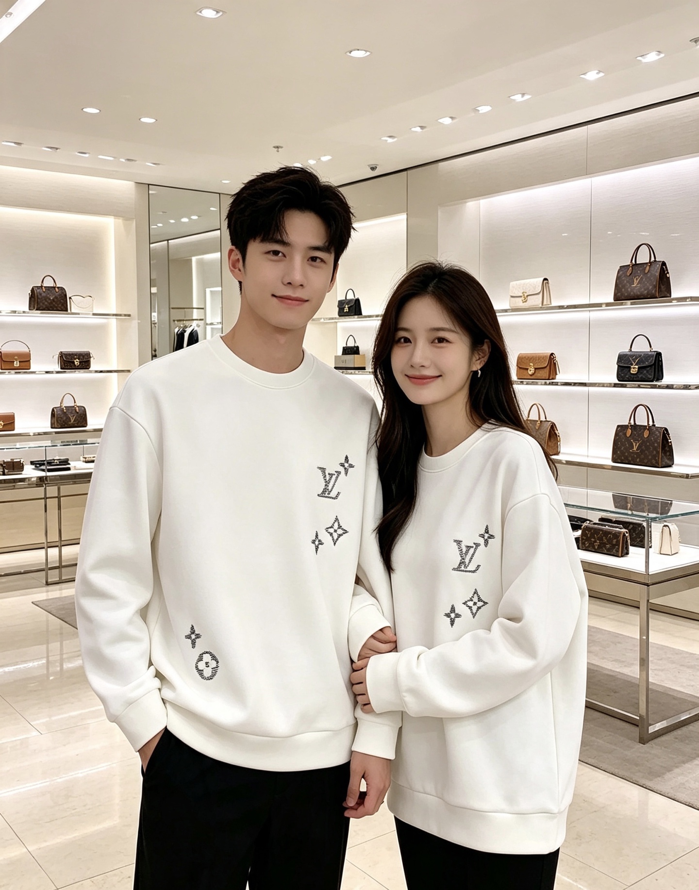LOUIS VUITTON 路易威登 lv2026秋冬新款圆领卫衣 甄选高密空气层面料，挺括有型 错落渐变LV四叶草刺绣