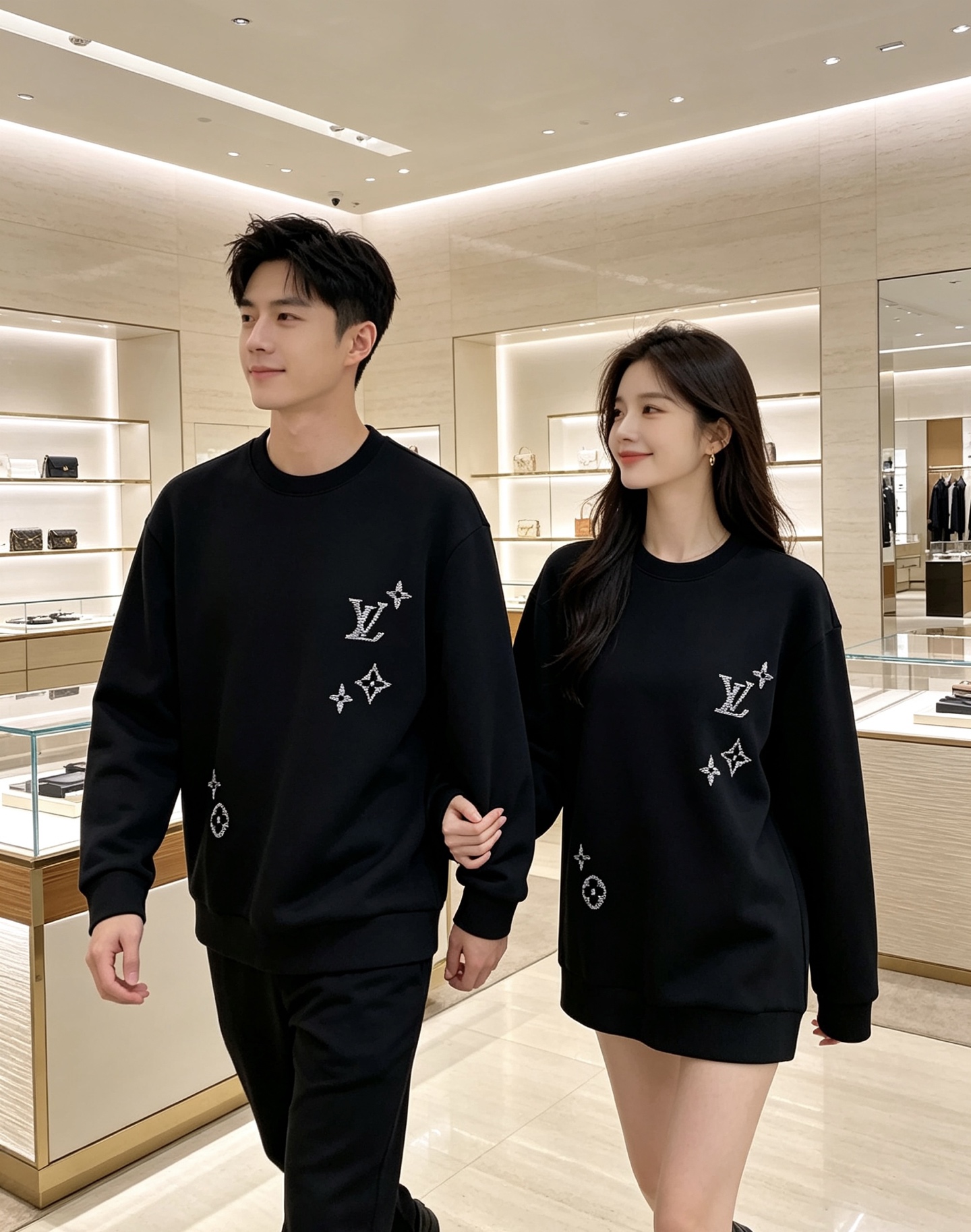 LOUIS VUITTON 路易威登 lv2026秋冬新款圆领卫衣 甄选高密空气层面料，挺括有型 错落渐变LV四叶草刺绣