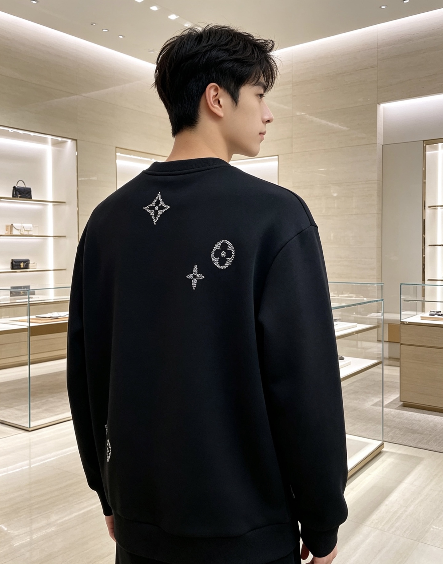 LOUIS VUITTON 路易威登 lv2026秋冬新款圆领卫衣 甄选高密空气层面料，挺括有型 错落渐变LV四叶草刺绣