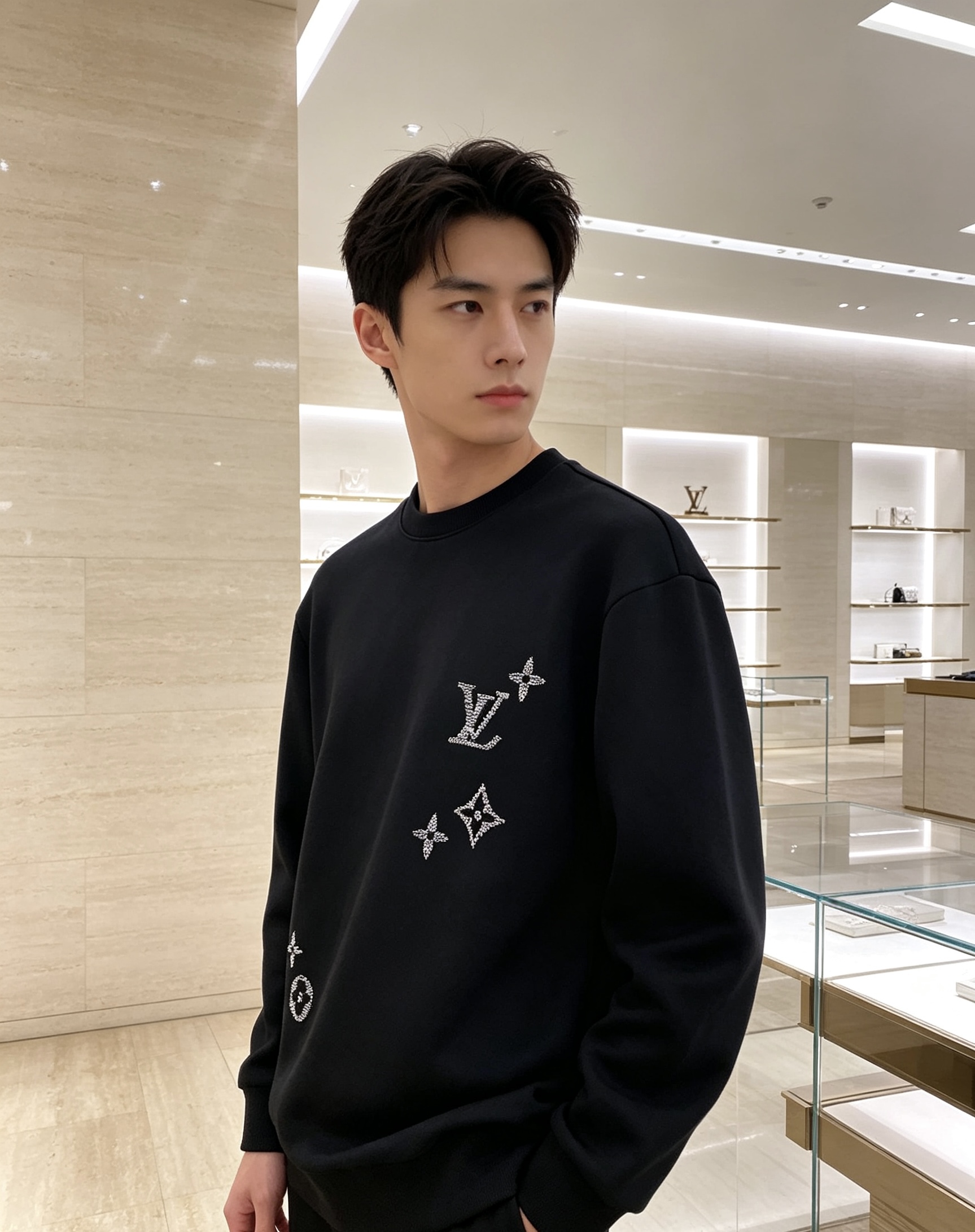 LOUIS VUITTON 路易威登 lv2026秋冬新款圆领卫衣 甄选高密空气层面料，挺括有型 错落渐变LV四叶草刺绣
