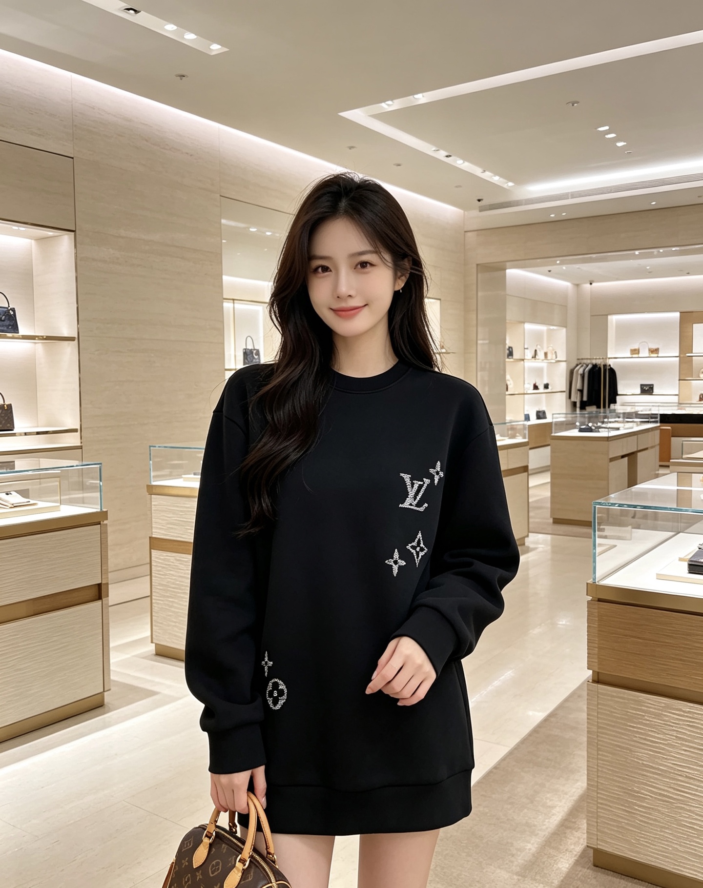 LOUIS VUITTON 路易威登 lv2026秋冬新款圆领卫衣 甄选高密空气层面料，挺括有型 错落渐变LV四叶草刺绣