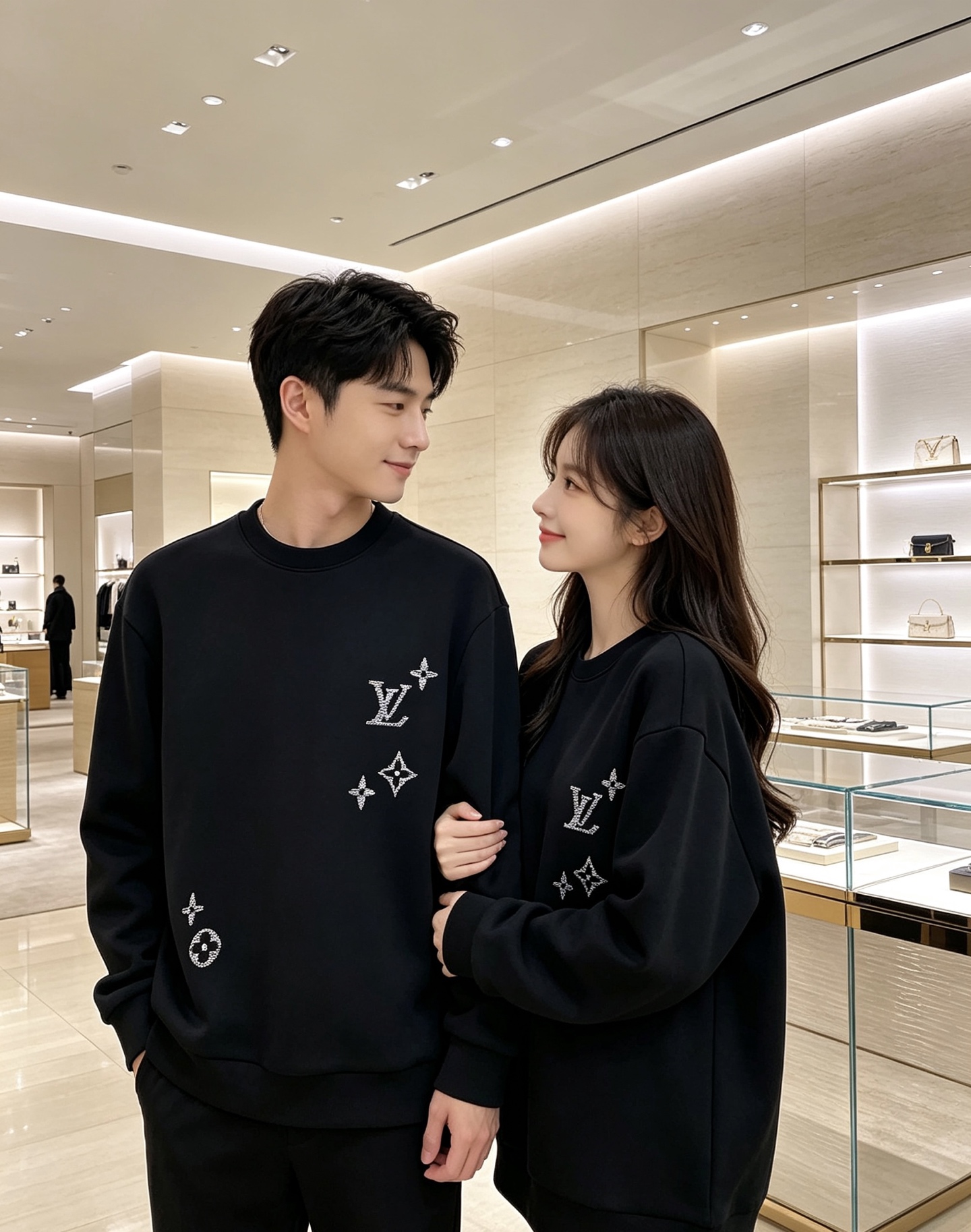 LOUIS VUITTON 路易威登 lv2026秋冬新款圆领卫衣 甄选高密空气层面料，挺括有型 错落渐变LV四叶草刺绣