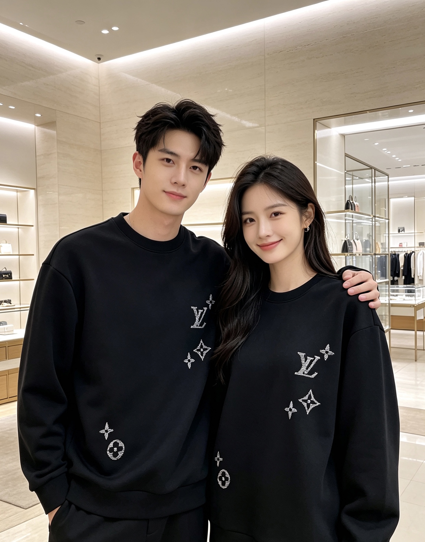 LOUIS VUITTON 路易威登 lv2026秋冬新款圆领卫衣 甄选高密空气层面料，挺括有型 错落渐变LV四叶草刺绣