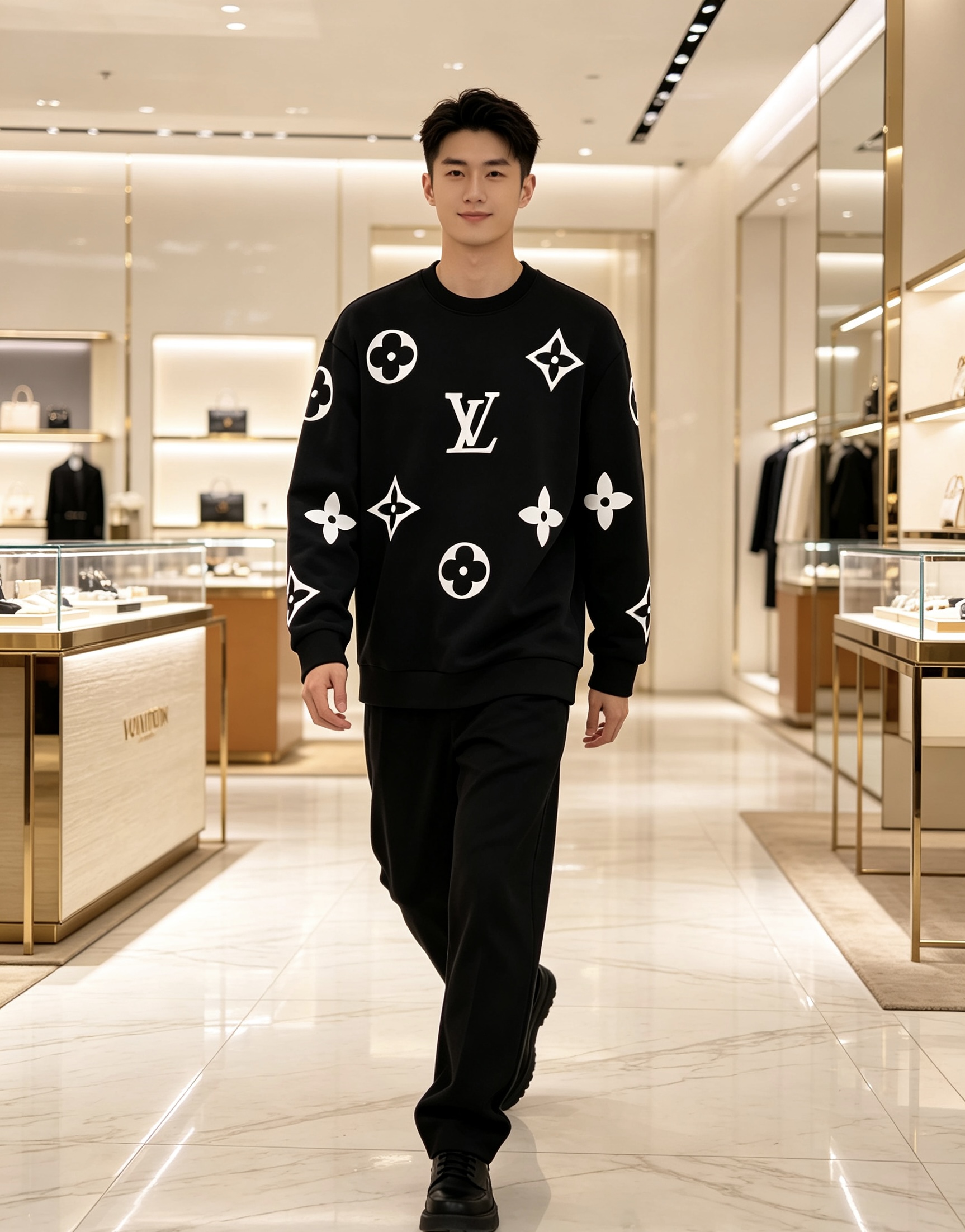Louis Vuitton 路易威登 lv2026秋冬新款水墨晕染满印老花圆领卫衣 原版五金辅料完整复刻，高品质空气层面