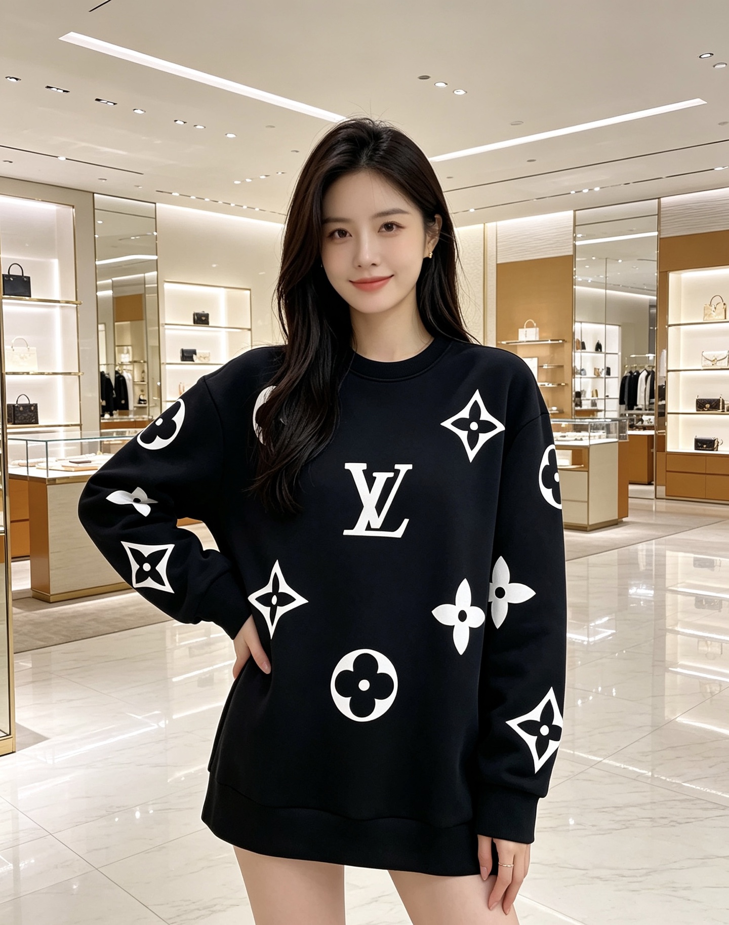 Louis Vuitton 路易威登 lv2026秋冬新款水墨晕染满印老花圆领卫衣 原版五金辅料完整复刻，高品质空气层面