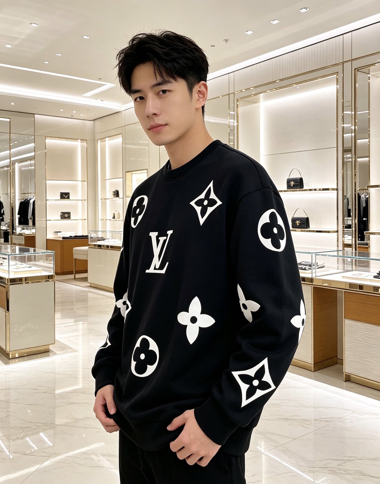 Louis Vuitton 路易威登 lv2026秋冬新款水墨晕染满印老花圆领卫衣 原版五金辅料完整复刻，高品质空气层面