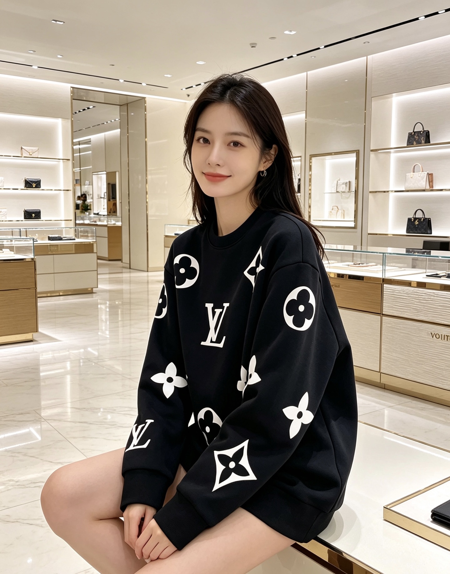 Louis Vuitton 路易威登 lv2026秋冬新款水墨晕染满印老花圆领卫衣 原版五金辅料完整复刻，高品质空气层面