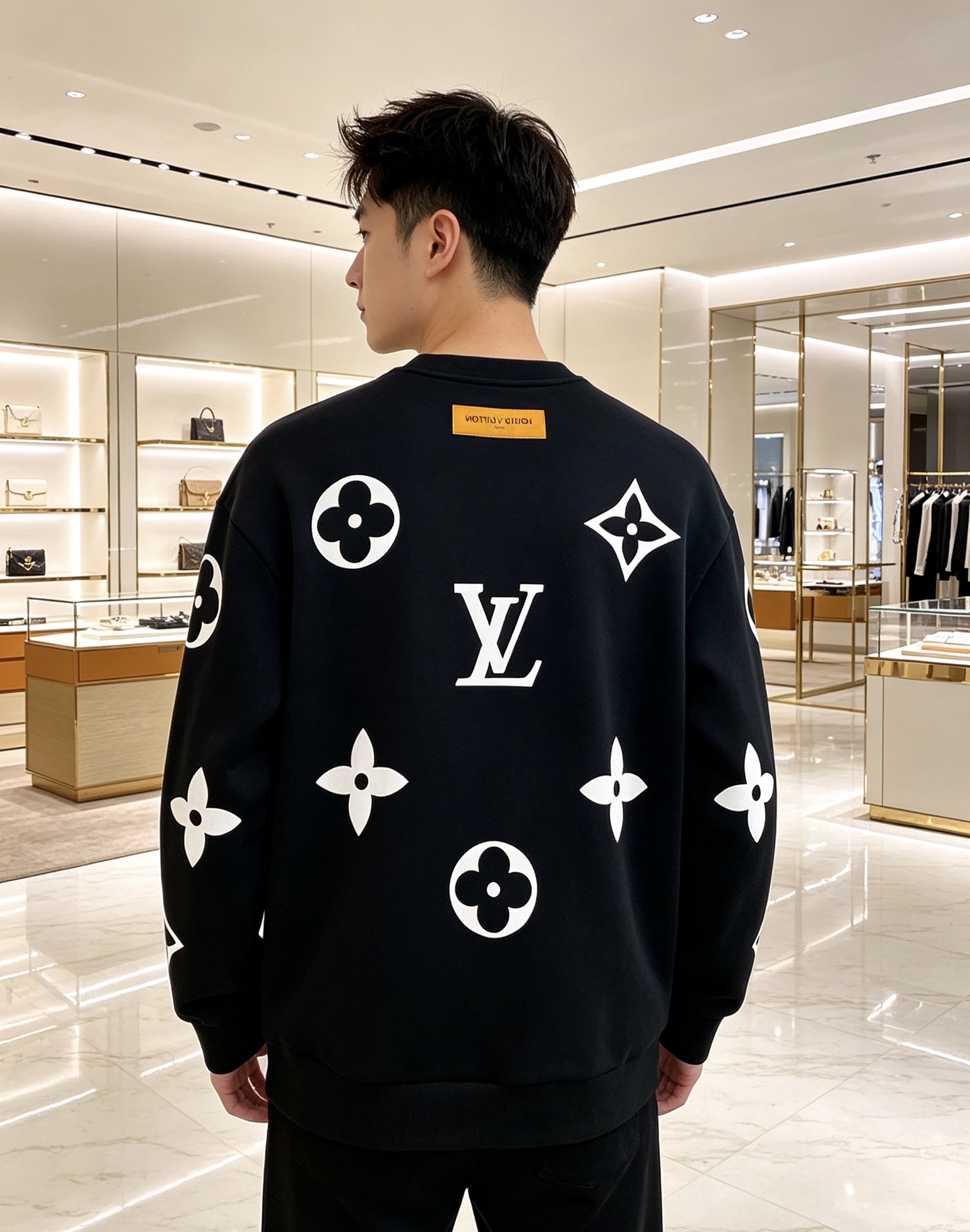 Louis Vuitton 路易威登 lv2026秋冬新款水墨晕染满印老花圆领卫衣 原版五金辅料完整复刻，高品质空气层面