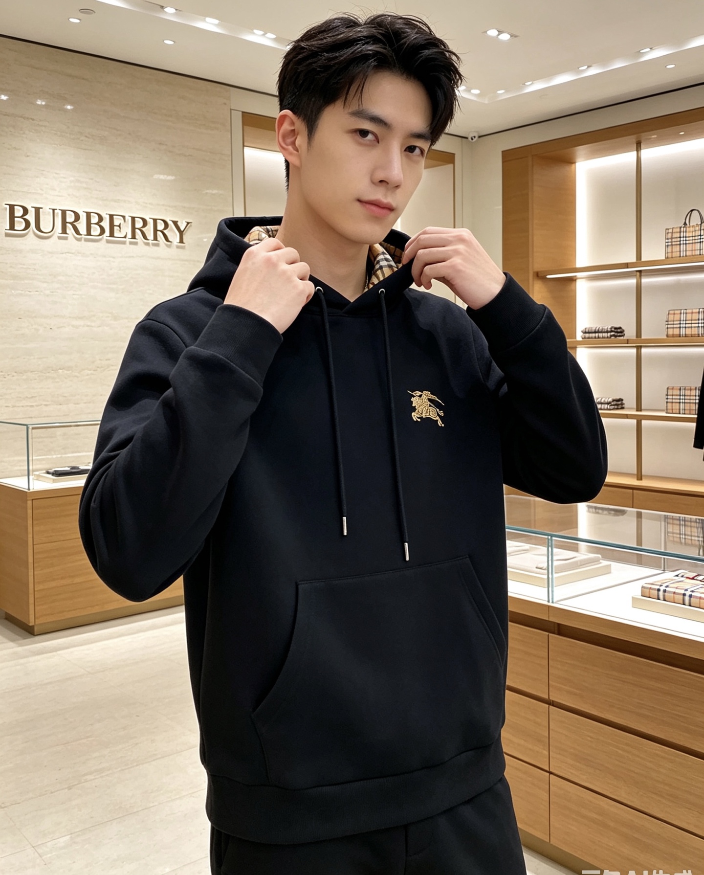 BURBERRY 巴宝莉 2026秋冬新款连帽卫衣 甄选高密空气层面料,挺括有型 金色战马刺绣标识,帽内经典格纹内衬 宽 BURBERRY 巴宝莉 2026秋冬新款连帽卫衣 甄选高密空气层面料,挺括有型 金色战马刺绣标识,帽内经典格纹内衬 宽