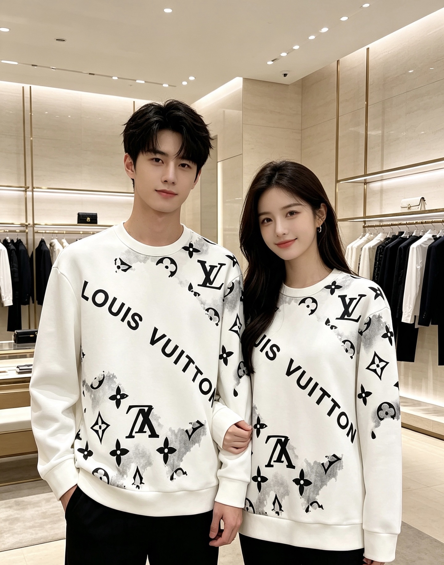 Louis Vuitton 路易威登 lv2026秋冬新款水墨晕染满印老花圆领卫衣 原版五金辅料完整复刻，高品质空气层面