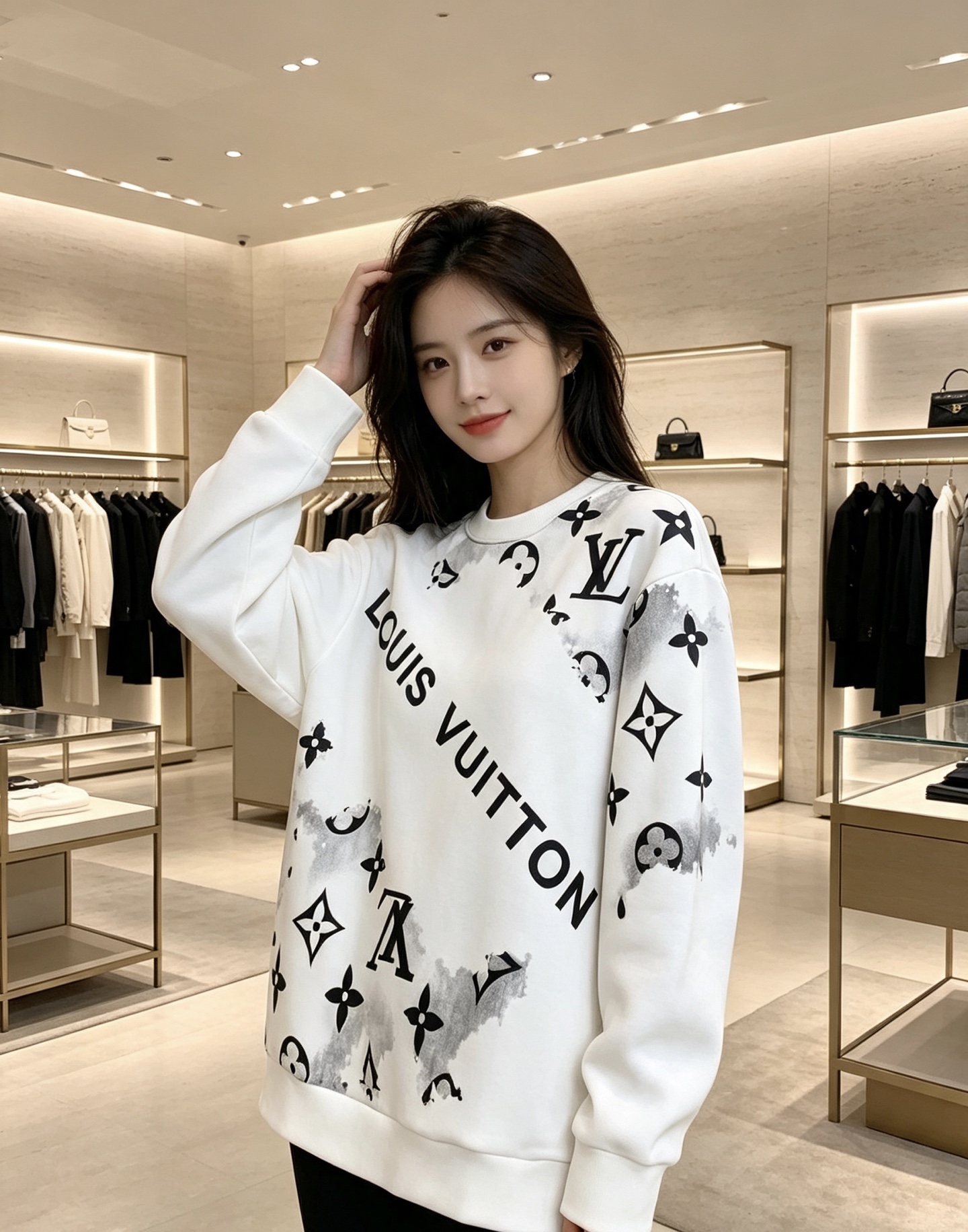 Louis Vuitton 路易威登 lv2026秋冬新款水墨晕染满印老花圆领卫衣 原版五金辅料完整复刻，高品质空气层面