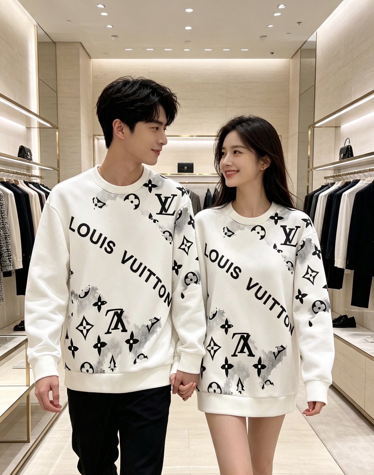 Louis Vuitton 路易威登 lv2026秋冬新款水墨晕染满印老花圆领卫衣 原版五金辅料完整复刻，高品质空气层面