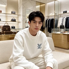 Louis Vuitton 路易威登 2026秋冬新款牛仔贴布LV刺绣圆领卫衣 原版五金辅料完整复刻,高品质空气层面料, Louis Vuitton 路易威登 2026秋冬新款牛仔贴布LV刺绣圆领卫衣 原版五金辅料完整复刻,高品质空气层面料,