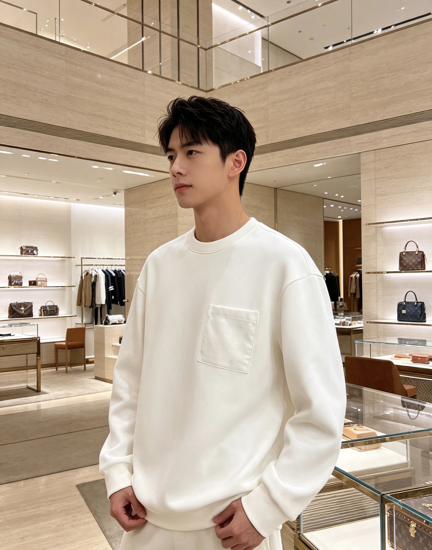 Louis Vuitton 路易威登 2026秋冬新款暗纹老花贴袋圆领卫衣 lv原版五金辅料完整复刻，高品质空气层面料，