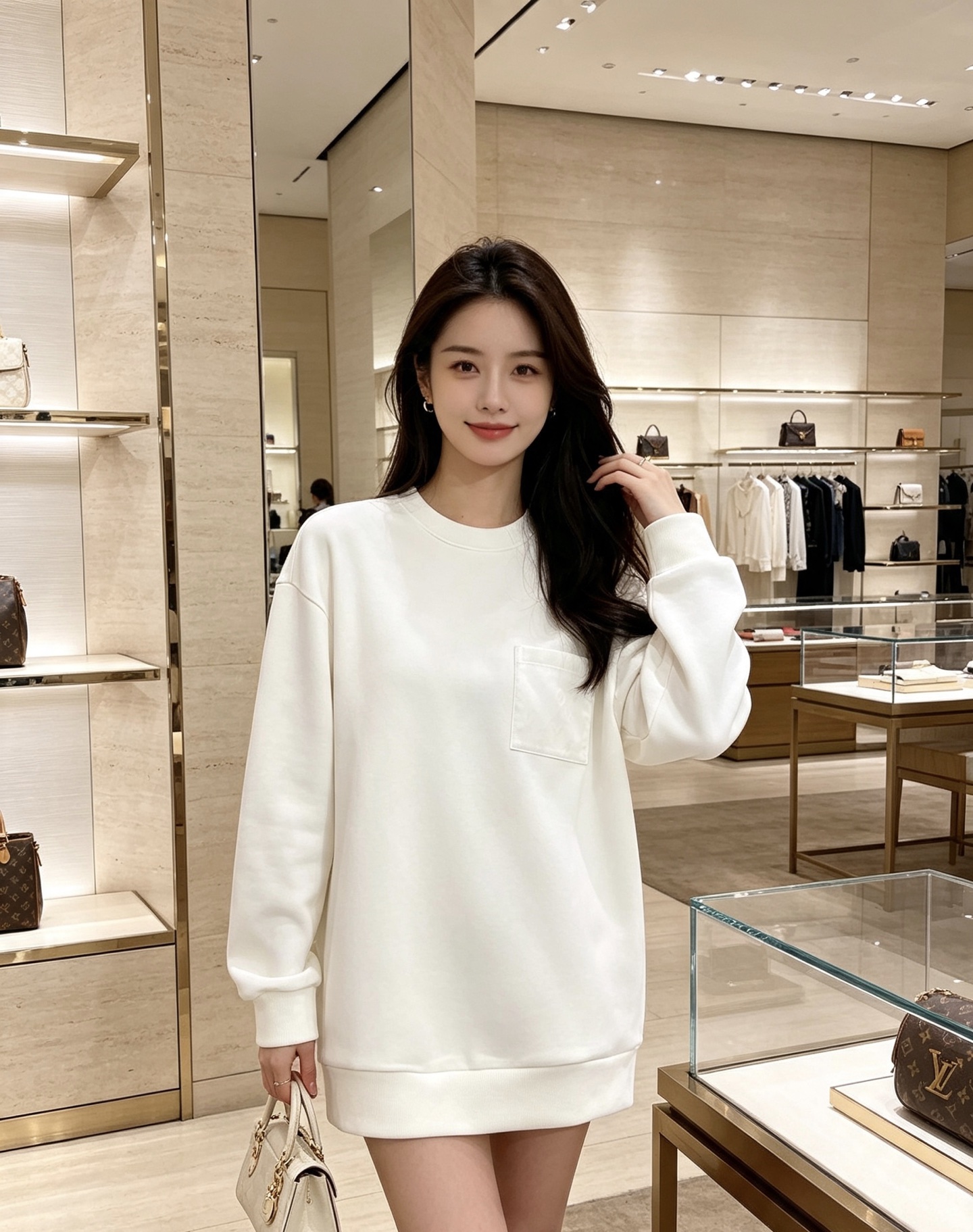 Louis Vuitton 路易威登 2026秋冬新款暗纹老花贴袋圆领卫衣 lv原版五金辅料完整复刻，高品质空气层面料，
