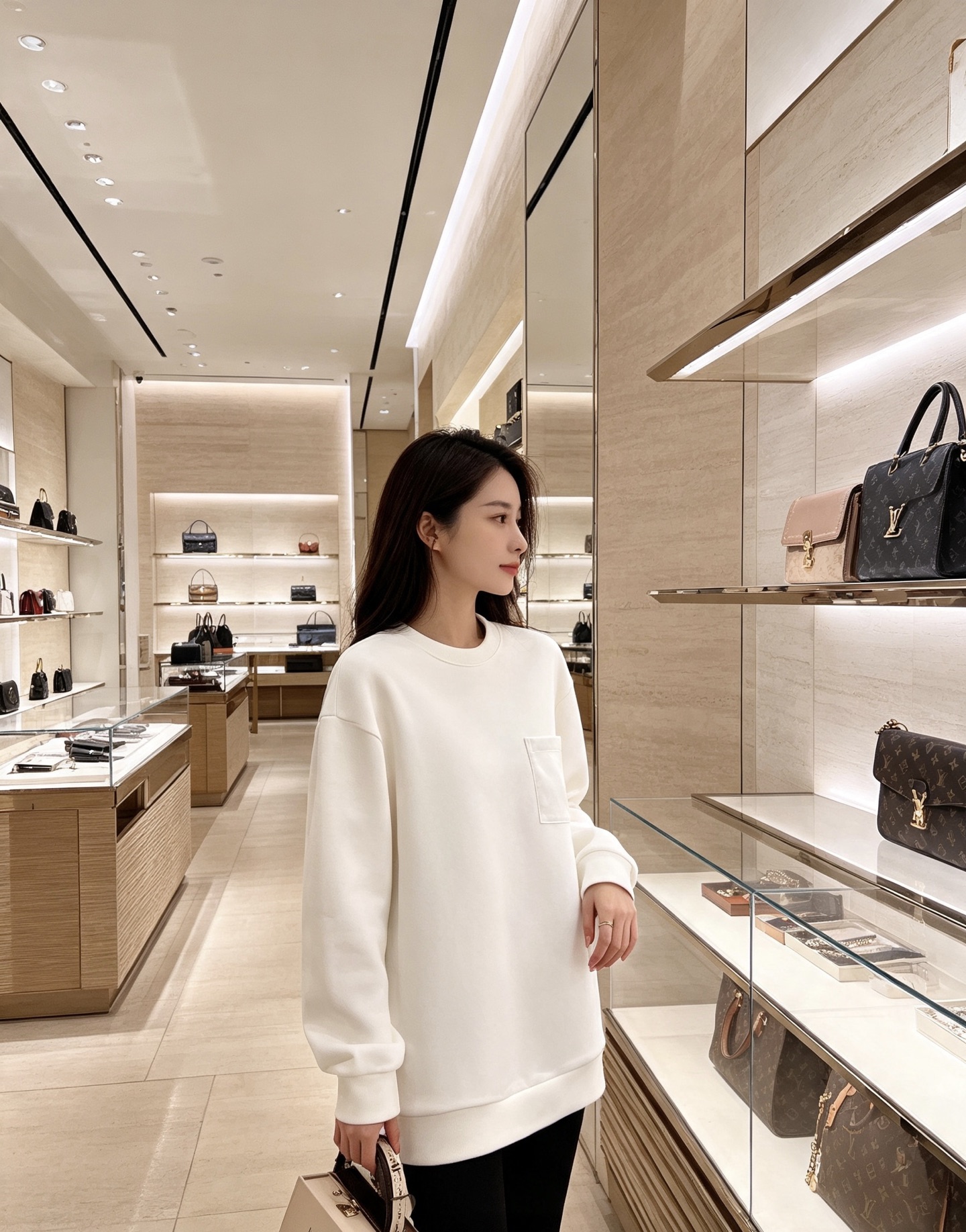 Louis Vuitton 路易威登 2026秋冬新款暗纹老花贴袋圆领卫衣 lv原版五金辅料完整复刻，高品质空气层面料，