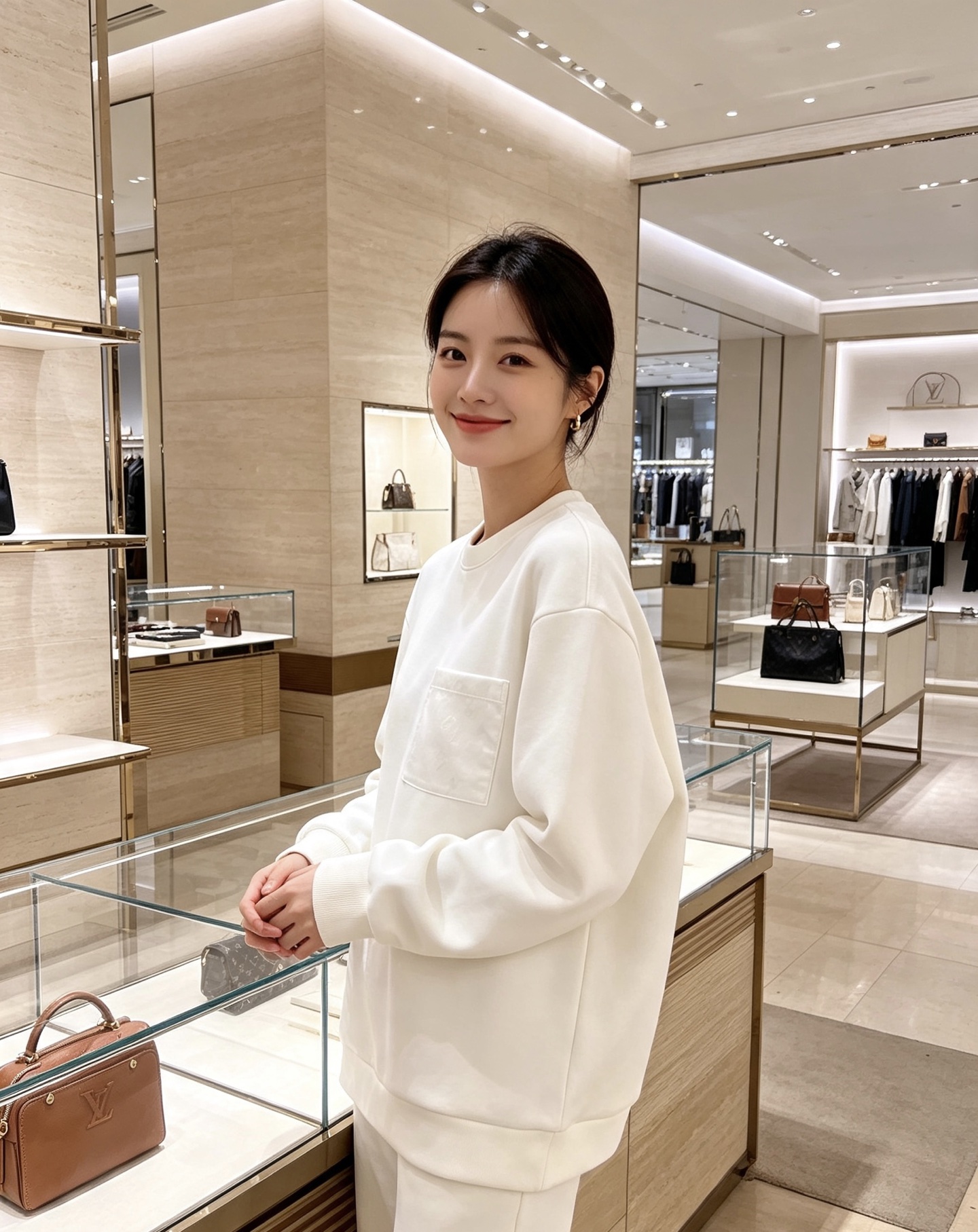 Louis Vuitton 路易威登 2026秋冬新款暗纹老花贴袋圆领卫衣 lv原版五金辅料完整复刻，高品质空气层面料，