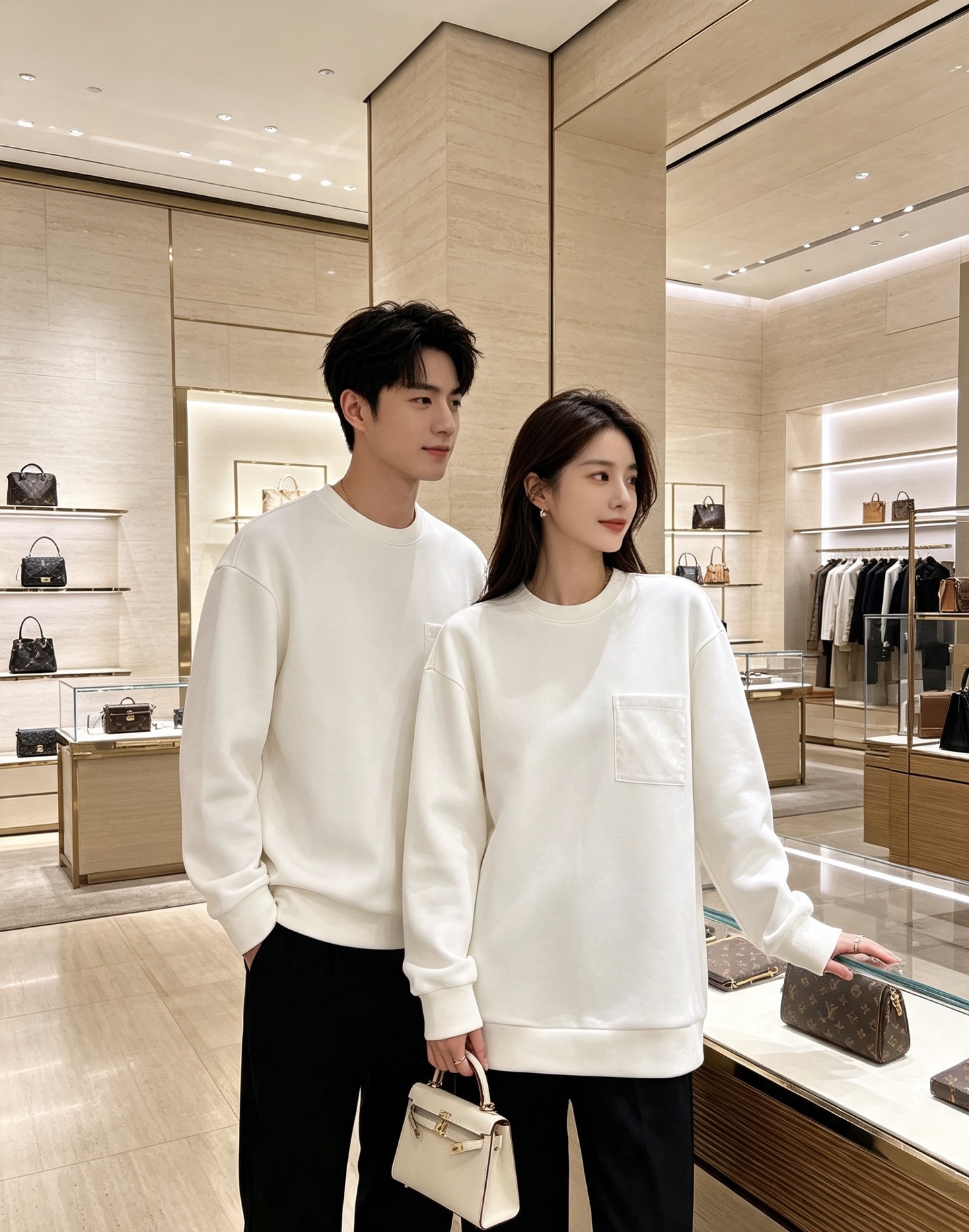 Louis Vuitton 路易威登 2026秋冬新款暗纹老花贴袋圆领卫衣 lv原版五金辅料完整复刻，高品质空气层面料，