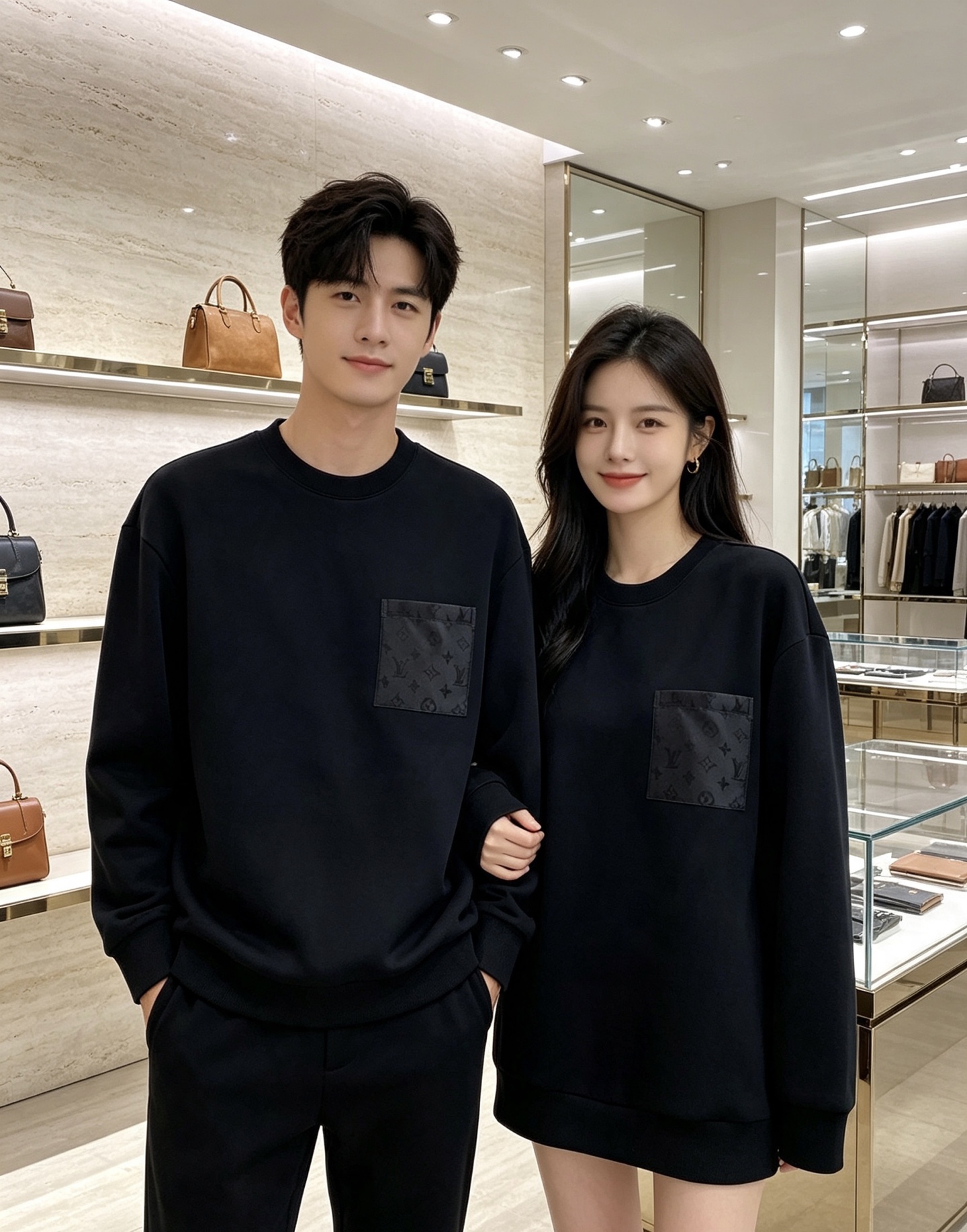 Louis Vuitton 路易威登 2026秋冬新款暗纹老花贴袋圆领卫衣 lv原版五金辅料完整复刻，高品质空气层面料，