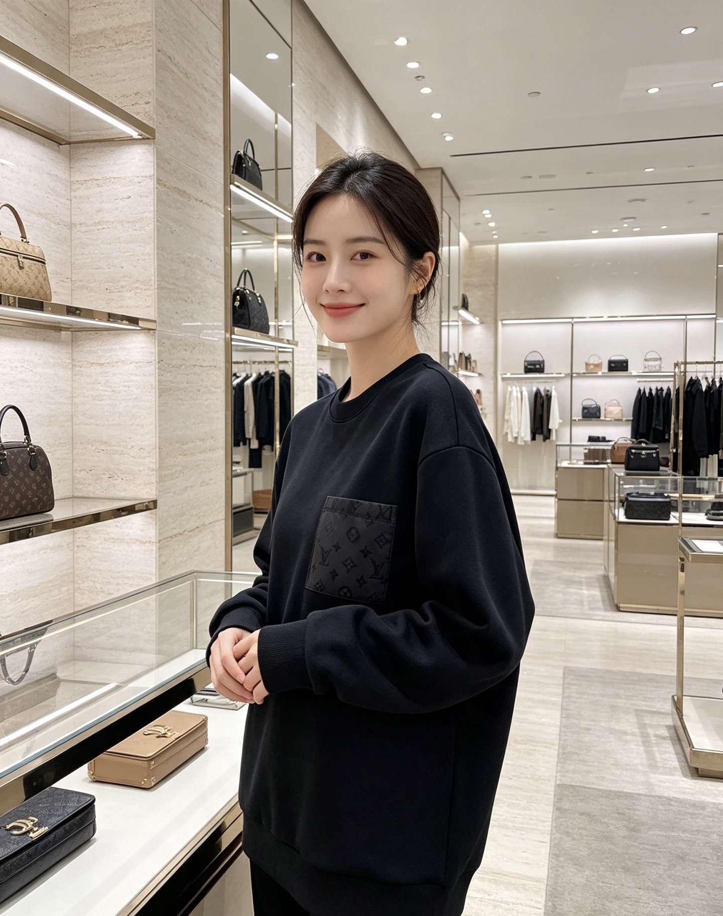 Louis Vuitton 路易威登 2026秋冬新款暗纹老花贴袋圆领卫衣 lv原版五金辅料完整复刻，高品质空气层面料，
