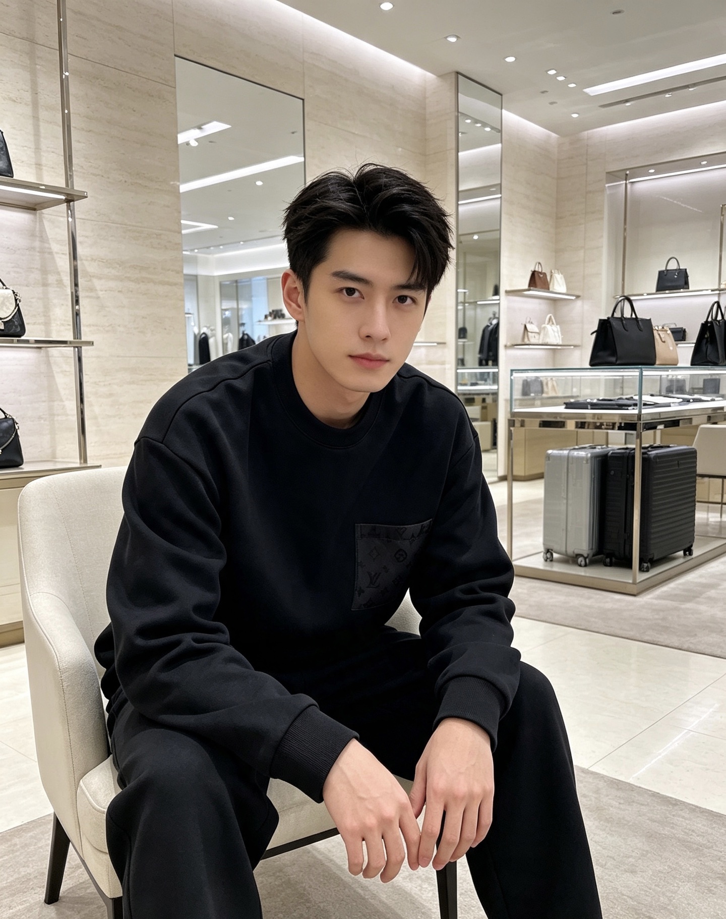 Louis Vuitton 路易威登 2026秋冬新款暗纹老花贴袋圆领卫衣 lv原版五金辅料完整复刻，高品质空气层面料，