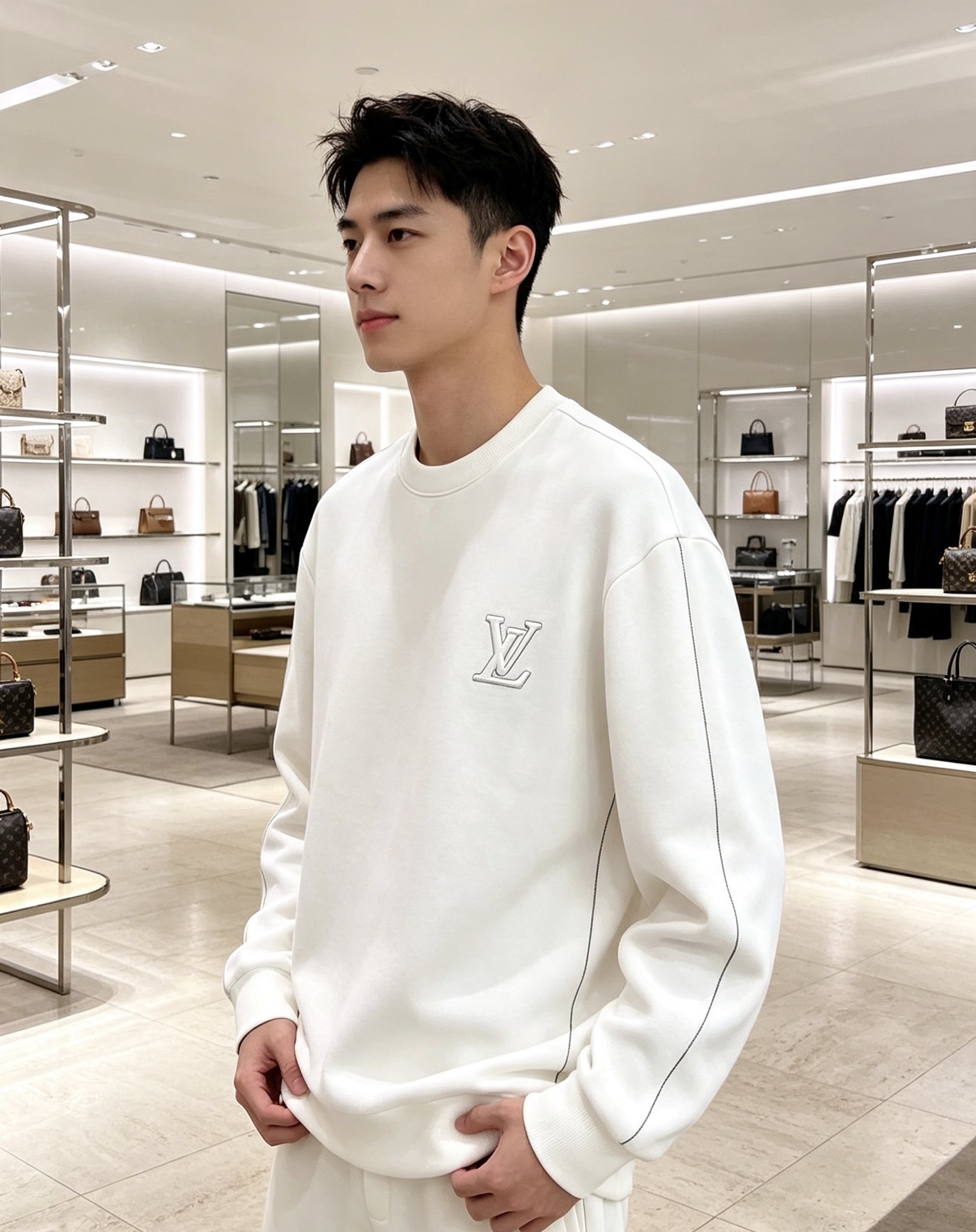 LOUIS VUITTON 路易威登 lv2026秋冬新款圆领卫衣 甄选高密空气层面料，挺括有型 胸口简约立体LV刺绣，