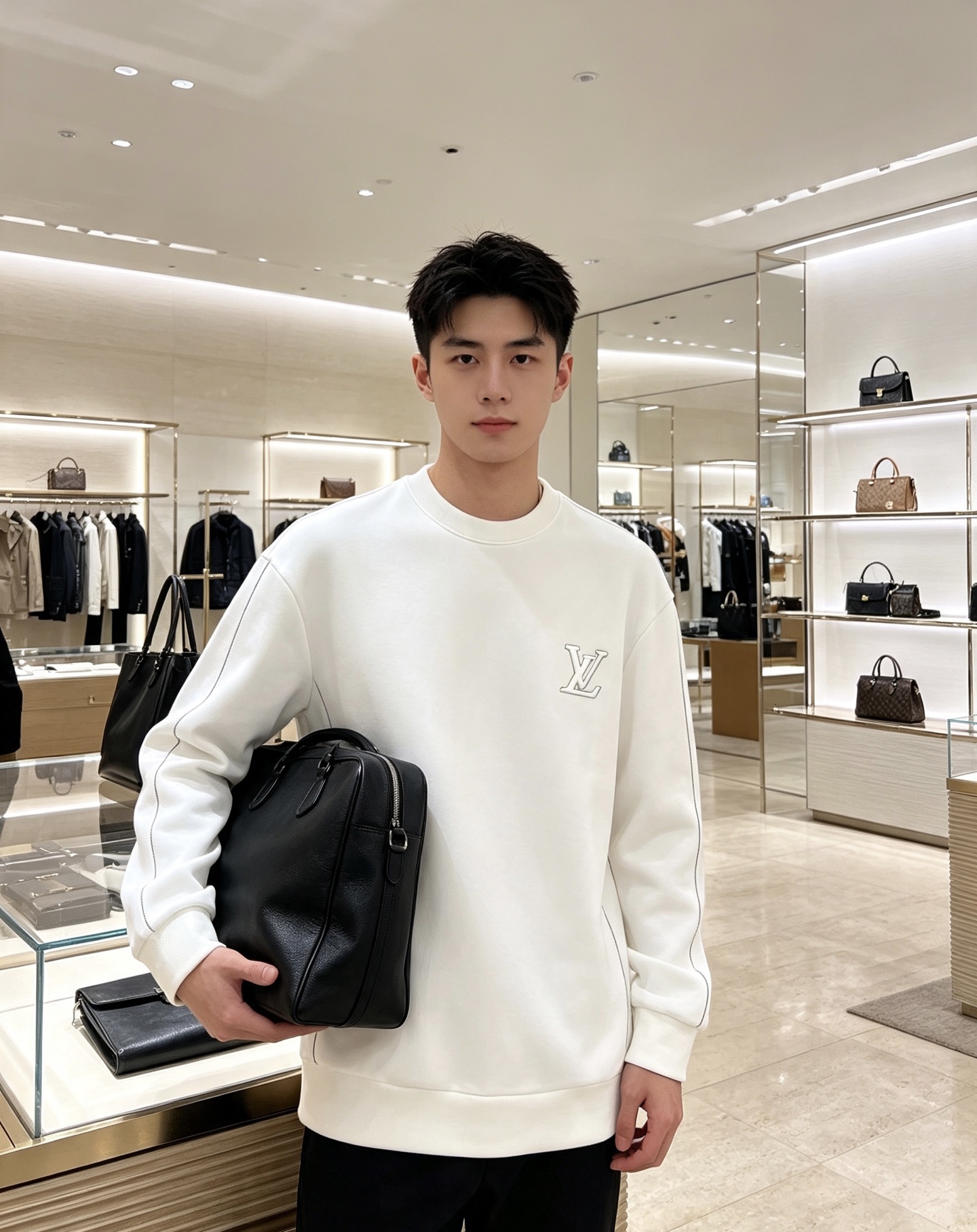 LOUIS VUITTON 路易威登 lv2026秋冬新款圆领卫衣 甄选高密空气层面料，挺括有型 胸口简约立体LV刺绣，