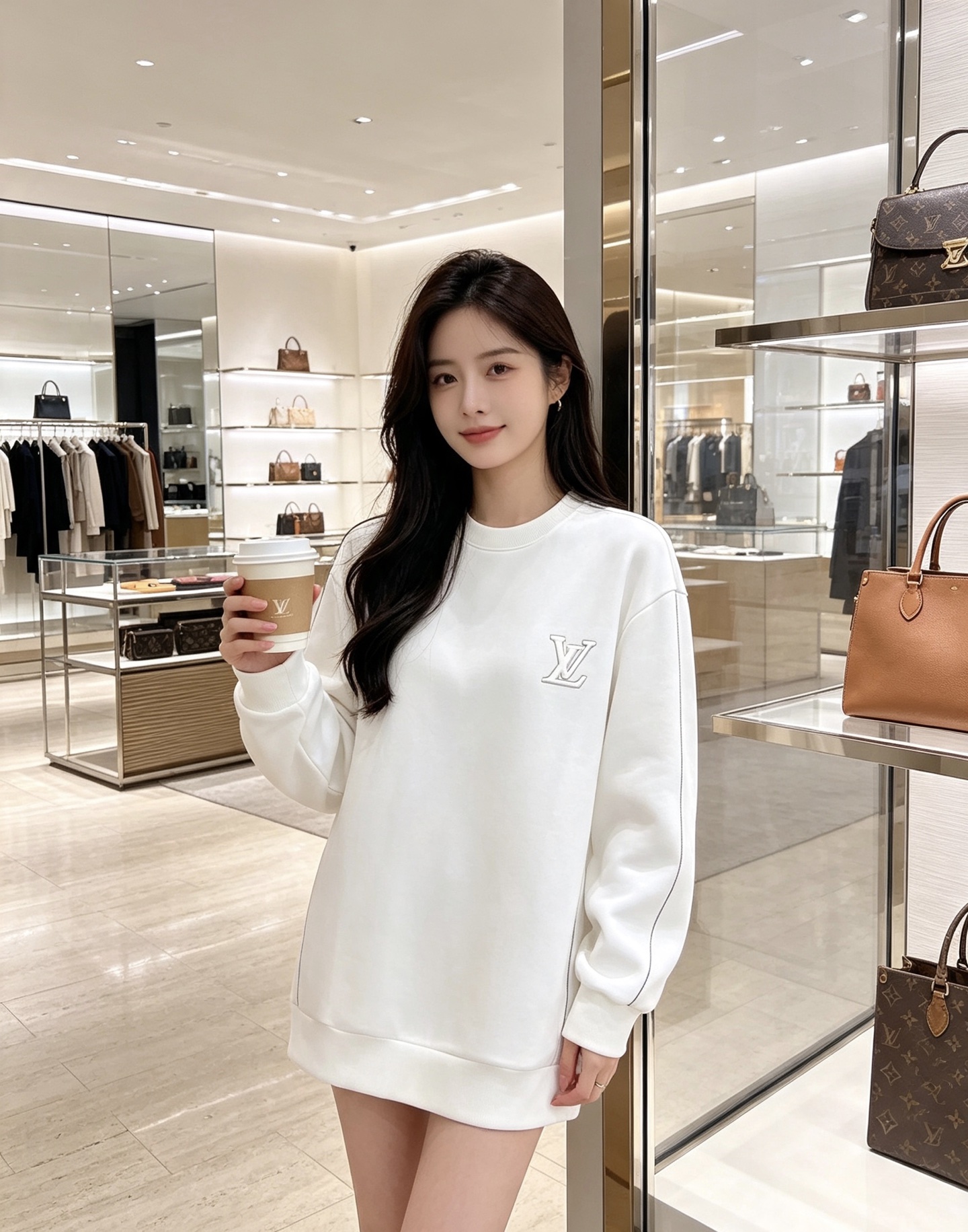 LOUIS VUITTON 路易威登 lv2026秋冬新款圆领卫衣 甄选高密空气层面料，挺括有型 胸口简约立体LV刺绣，