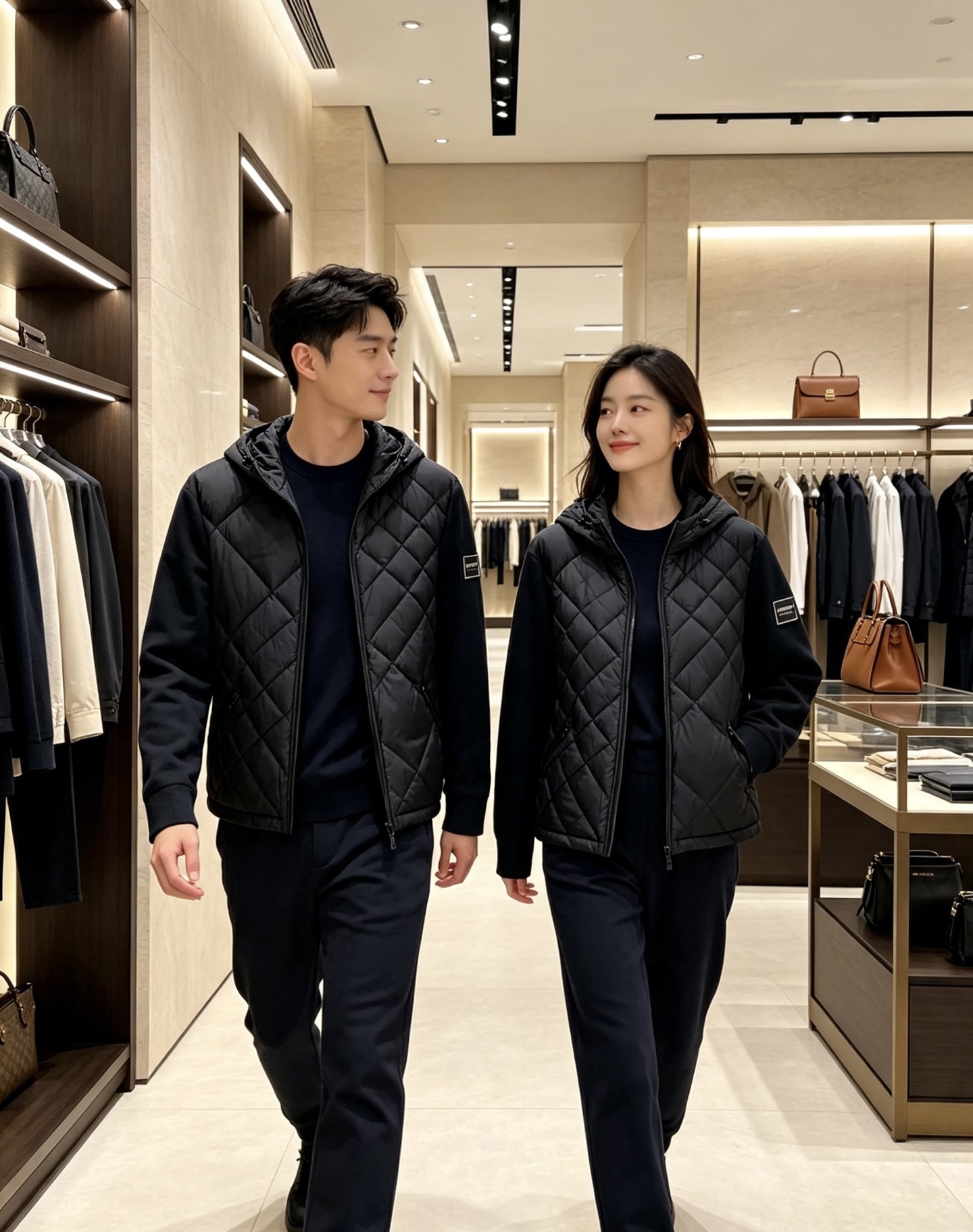 Burberry 巴宝莉 2026秋冬轻熟风菱格连帽羽绒服，菱形分格充绒，上身轻盈蓬松不压身；衣身羽绒面料搭配针织拼接衣