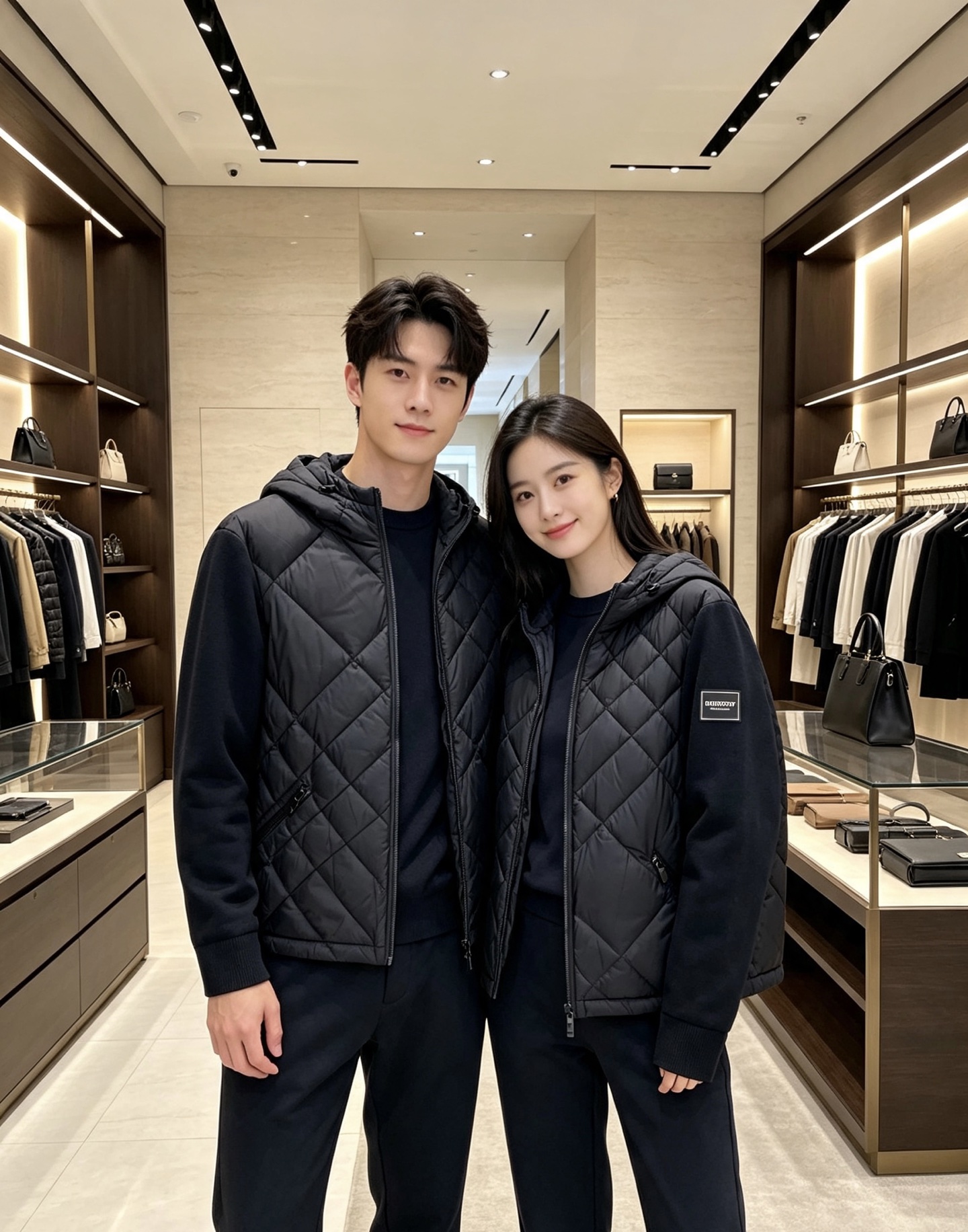 Burberry 巴宝莉 2026秋冬轻熟风菱格连帽羽绒服，菱形分格充绒，上身轻盈蓬松不压身；衣身羽绒面料搭配针织拼接衣