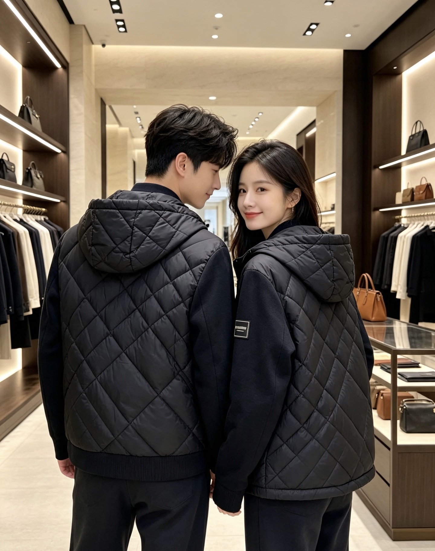Burberry 巴宝莉 2026秋冬轻熟风菱格连帽羽绒服，菱形分格充绒，上身轻盈蓬松不压身；衣身羽绒面料搭配针织拼接衣